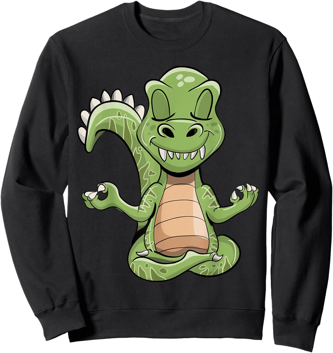Dino Yoga Dinosaur Dragon Meditating T-Rex Yogasaurus Zen Sweatshirt - Sweatshirt | Black