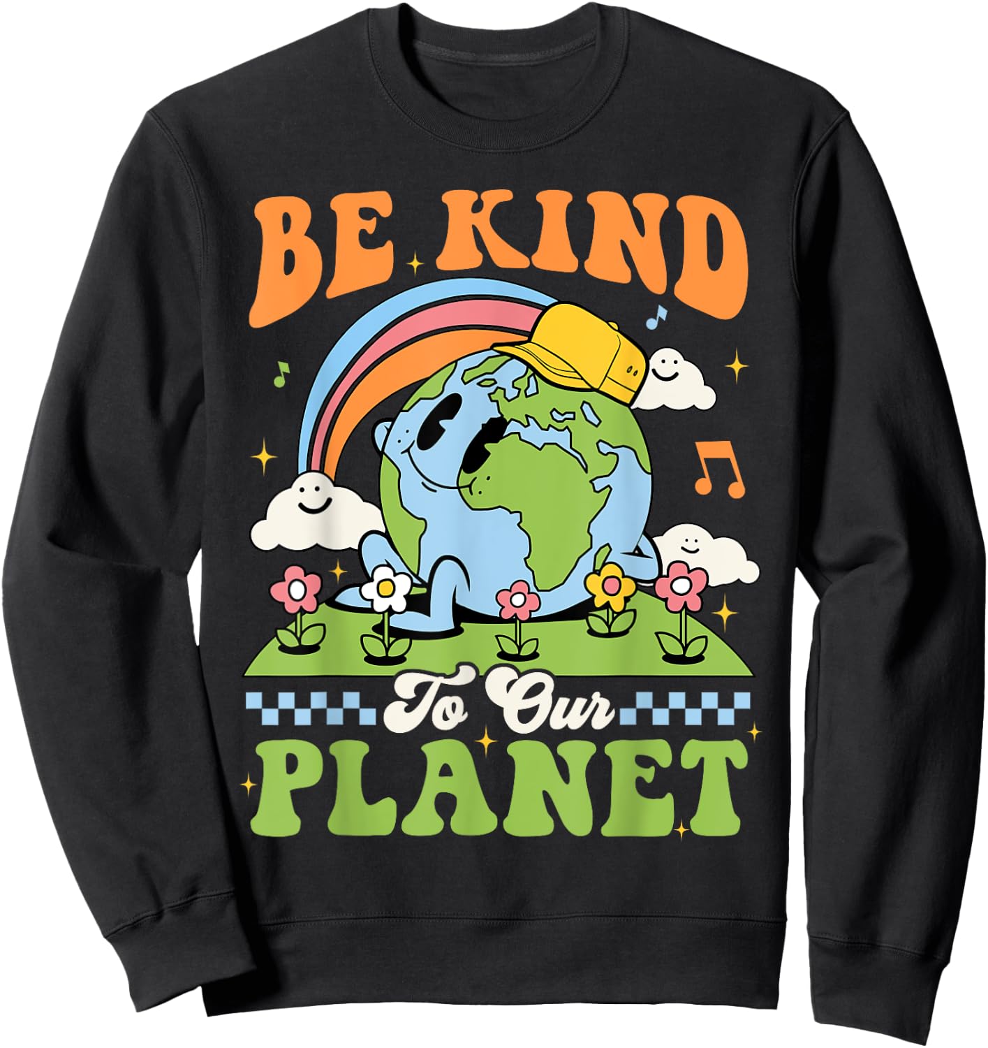 Earth Day Be Kind To Our Planet Retro Groovy Earth Day Sweatshirt - Sweatshirt | Black