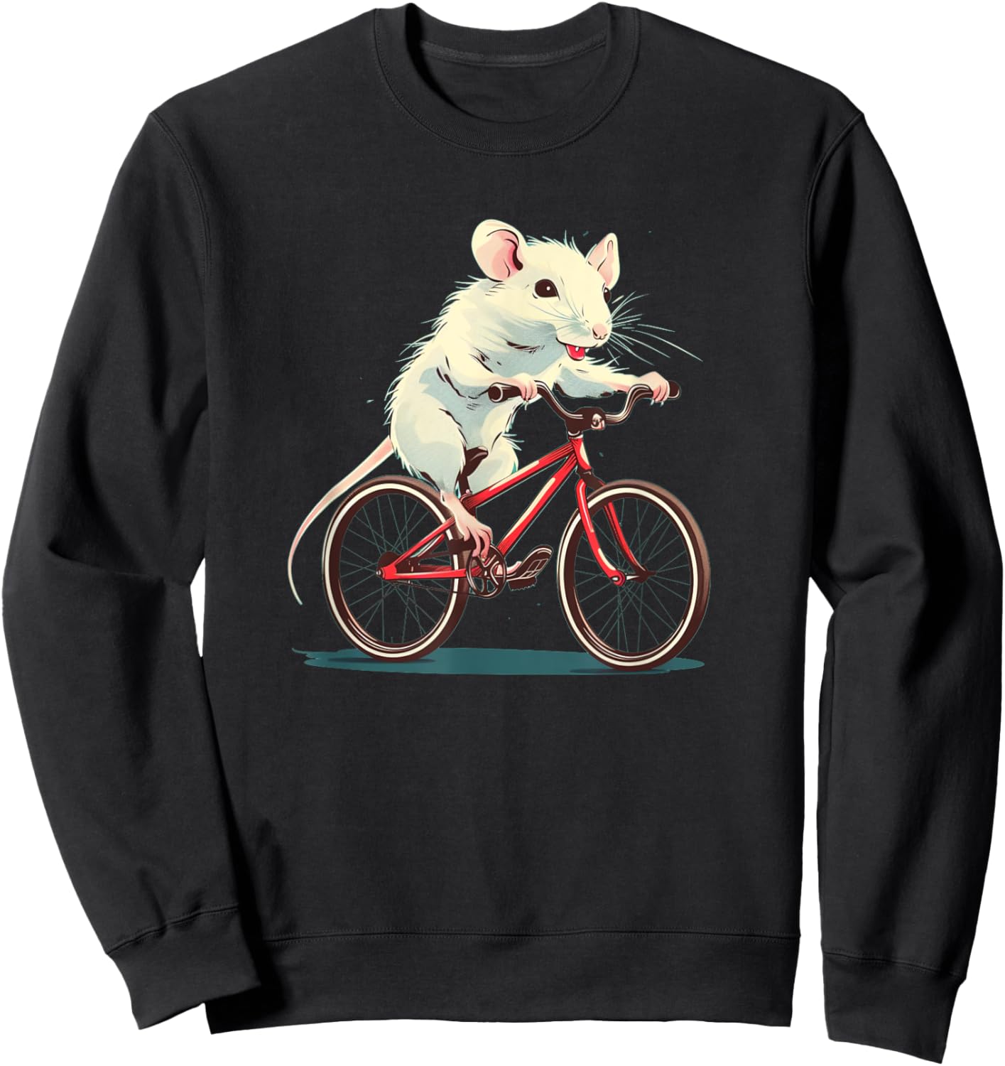 Funny white Rat on red Bike Costume Sweatshirt - Sweatshirt | Black