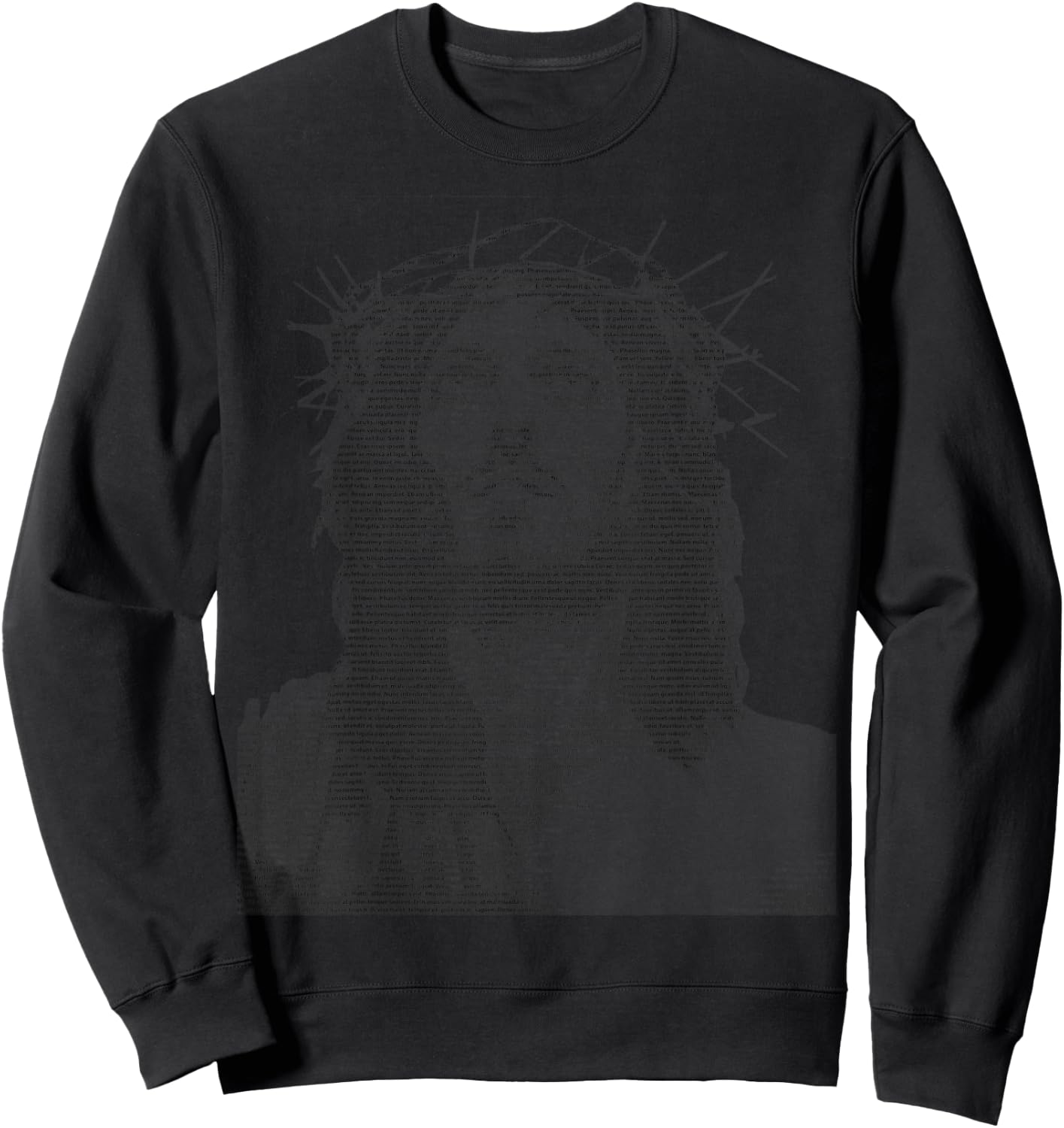Jesus Christ Face Text Art Sweatshirt - Sweatshirt | Black