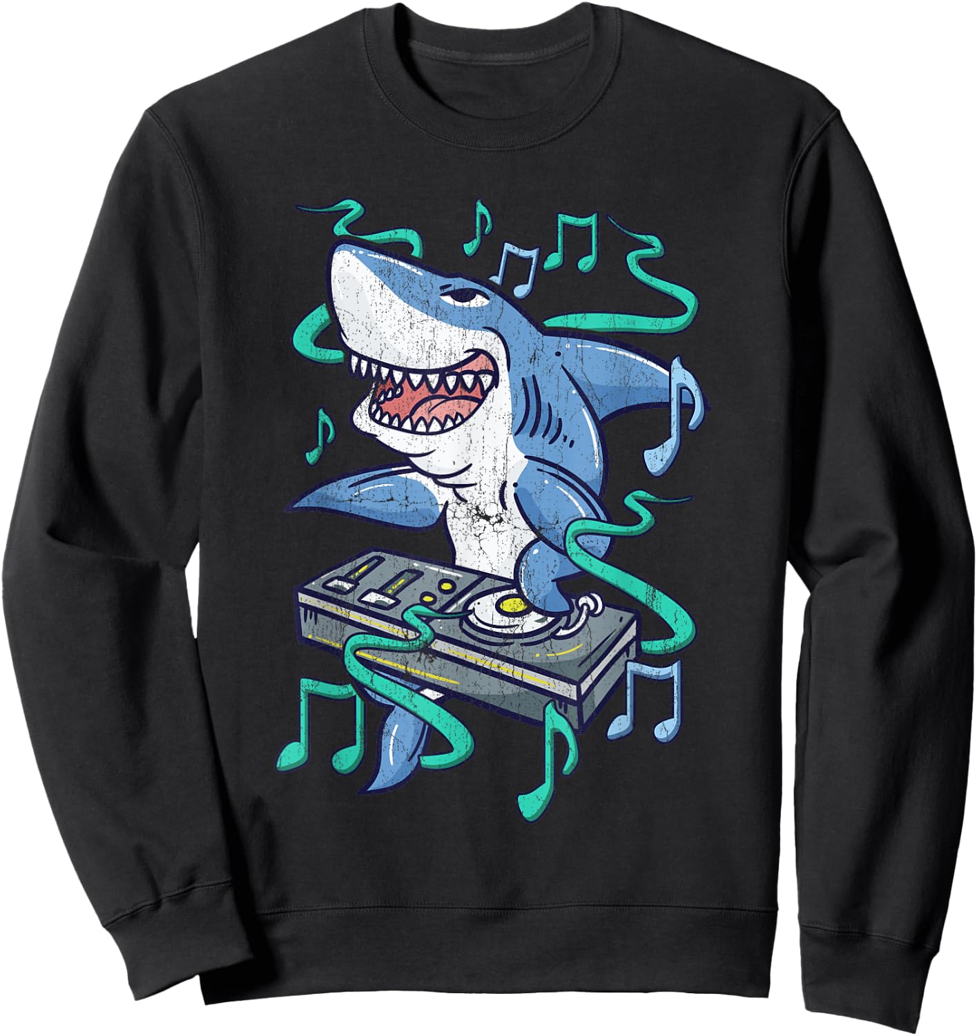 Funny Shark DJ - Party Dance Club - Disk Jockey EDM Sweatshirt - Sweatshirt | Black