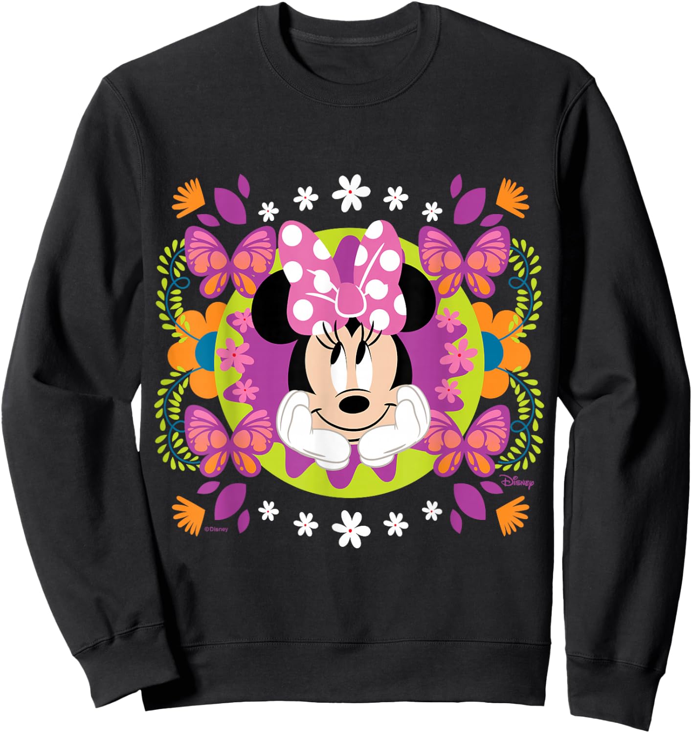 Minnie Mouse - Spring Florals & Butterflies Burst Sweatshirt - Sweatshirt | Black