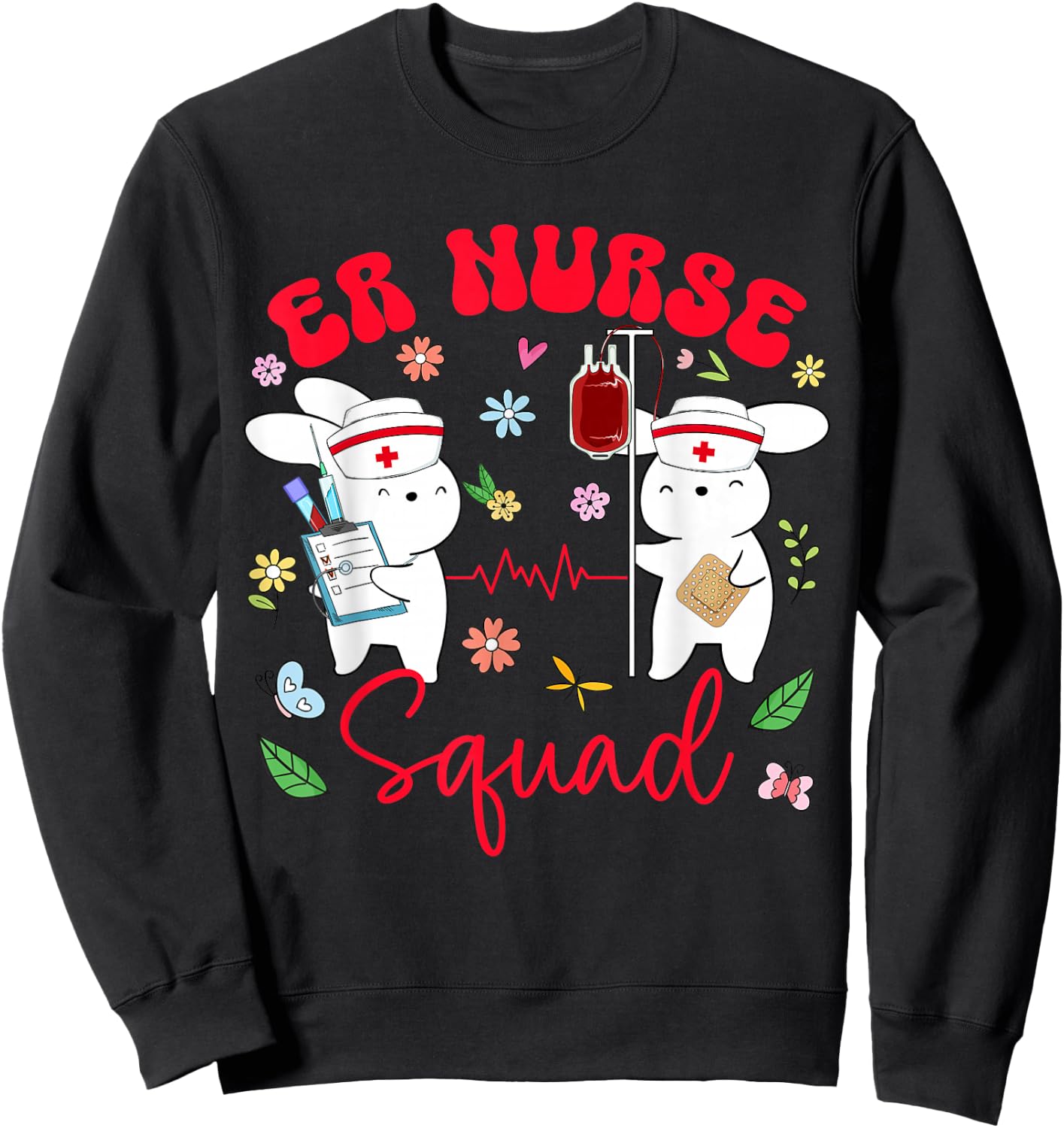 ER Nurse Easter Bunny Squad Emergency Department Room Women Sweatshirt - Sweatshirt | Black