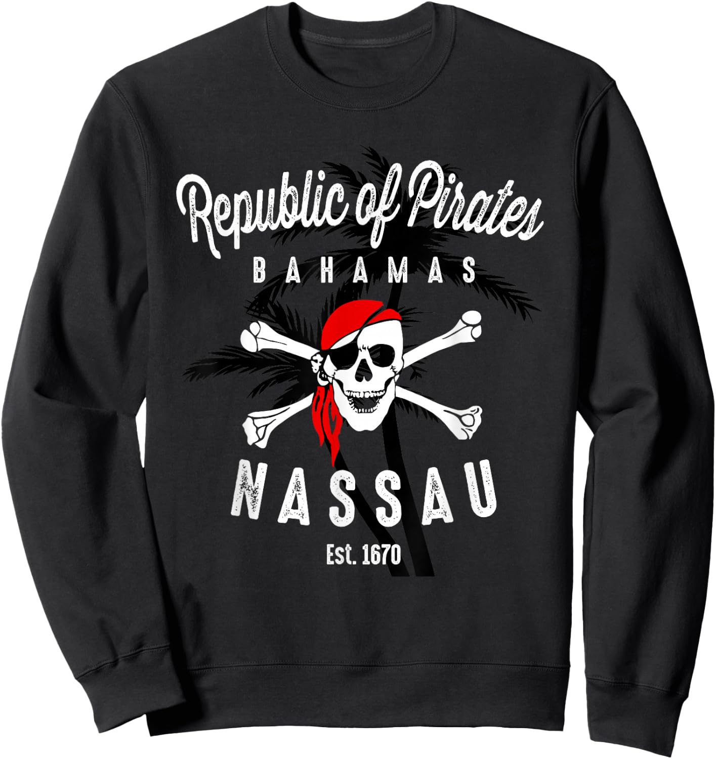 Republic of Pirates Nassau Bahamas Vintage Summer Sweatshirt - Sweatshirt | Black