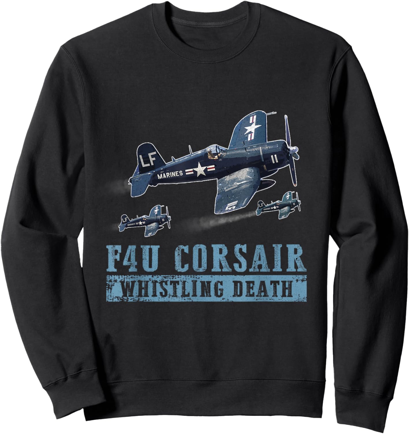 F4U Corsair WW2 Fighter Aircraft Whistling Death Military Sweatshirt - Sweatshirt | Black