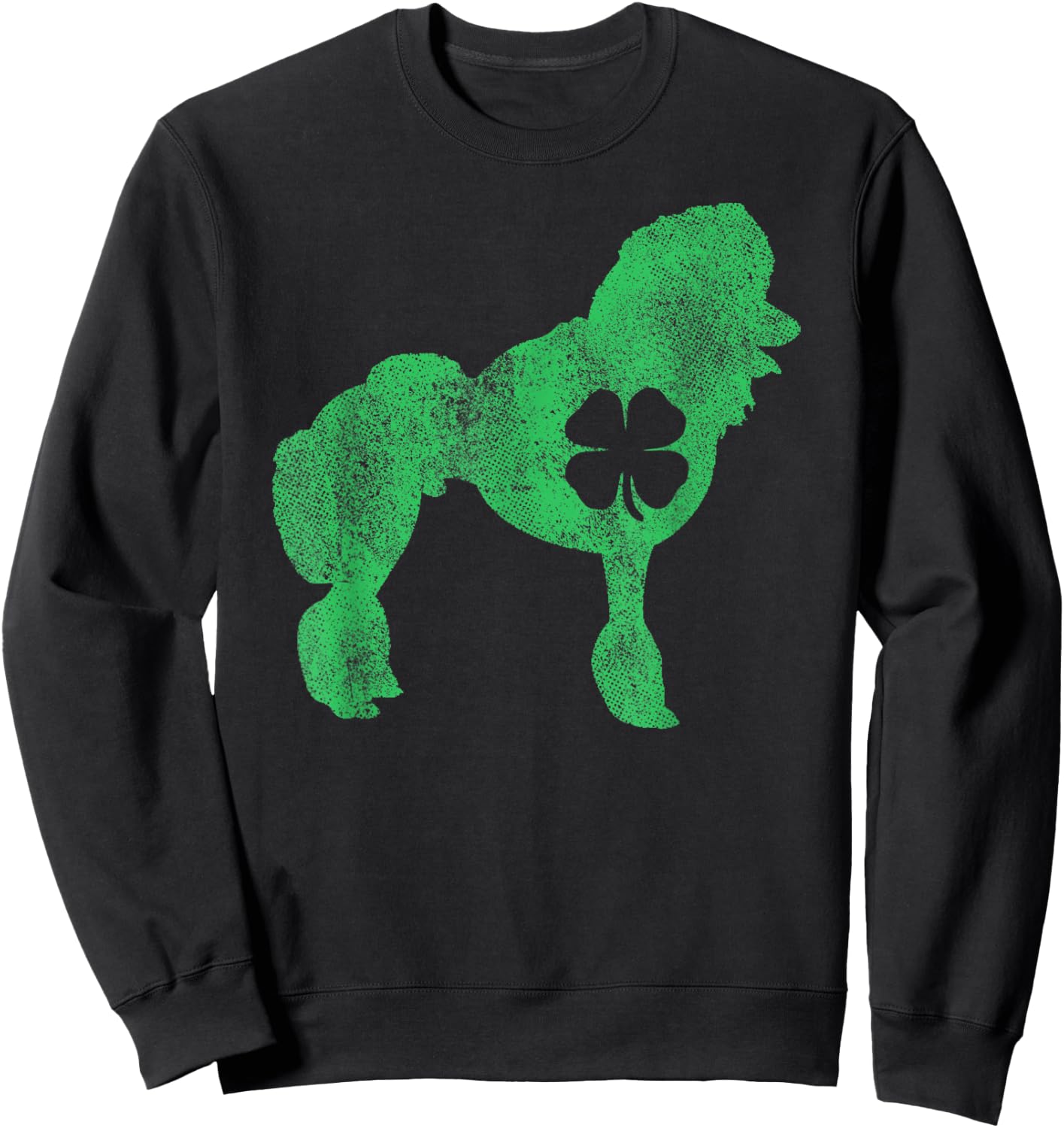 Poodle Dog Irish Shamrock St. Patrick's Day Saint Paddy's Women Kids Sweatshirt - Sweatshirt | Black