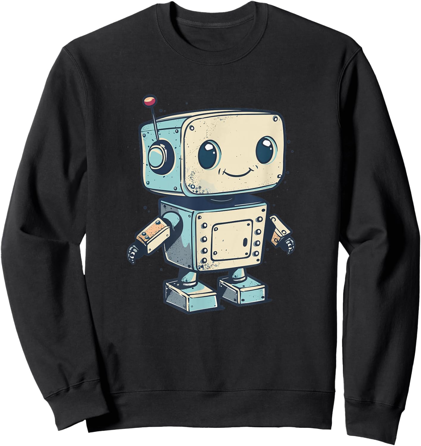 Cute little Robot, Vintage Kids Robot Sweatshirt - Sweatshirt | Black