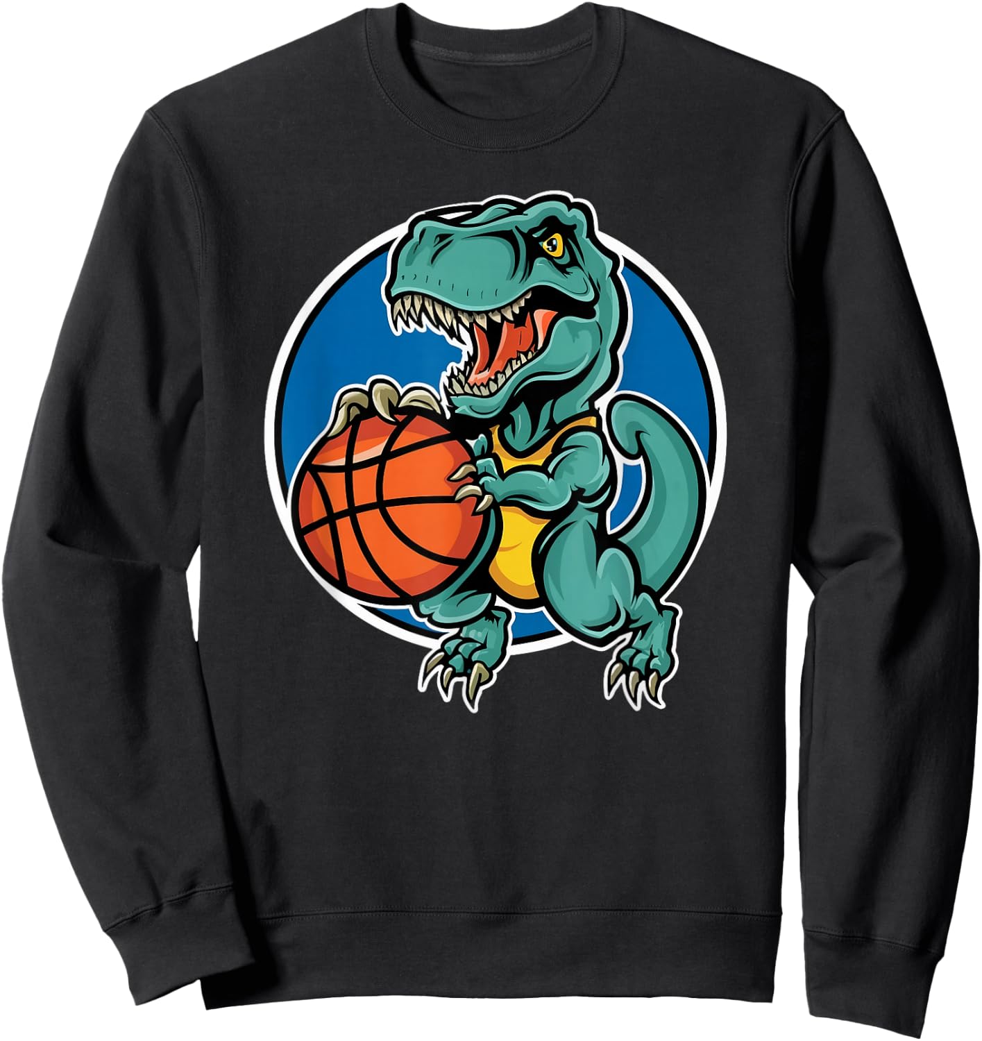 Slam Dunk T Rex Dinosaur Basketball Cartoon Sweatshirt - Sweatshirt | Black