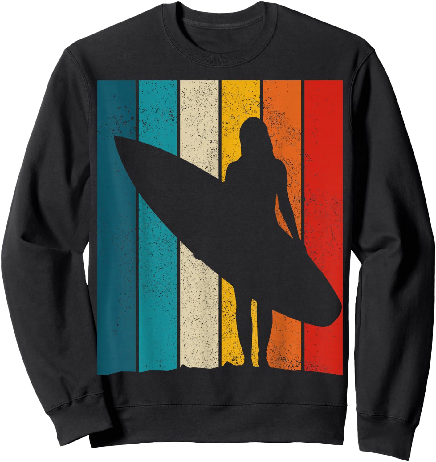 Surfer Girl Vintage Surf Beach Surfing Surfing Surfing Gift Sweatshirt - Sweatshirt | Black