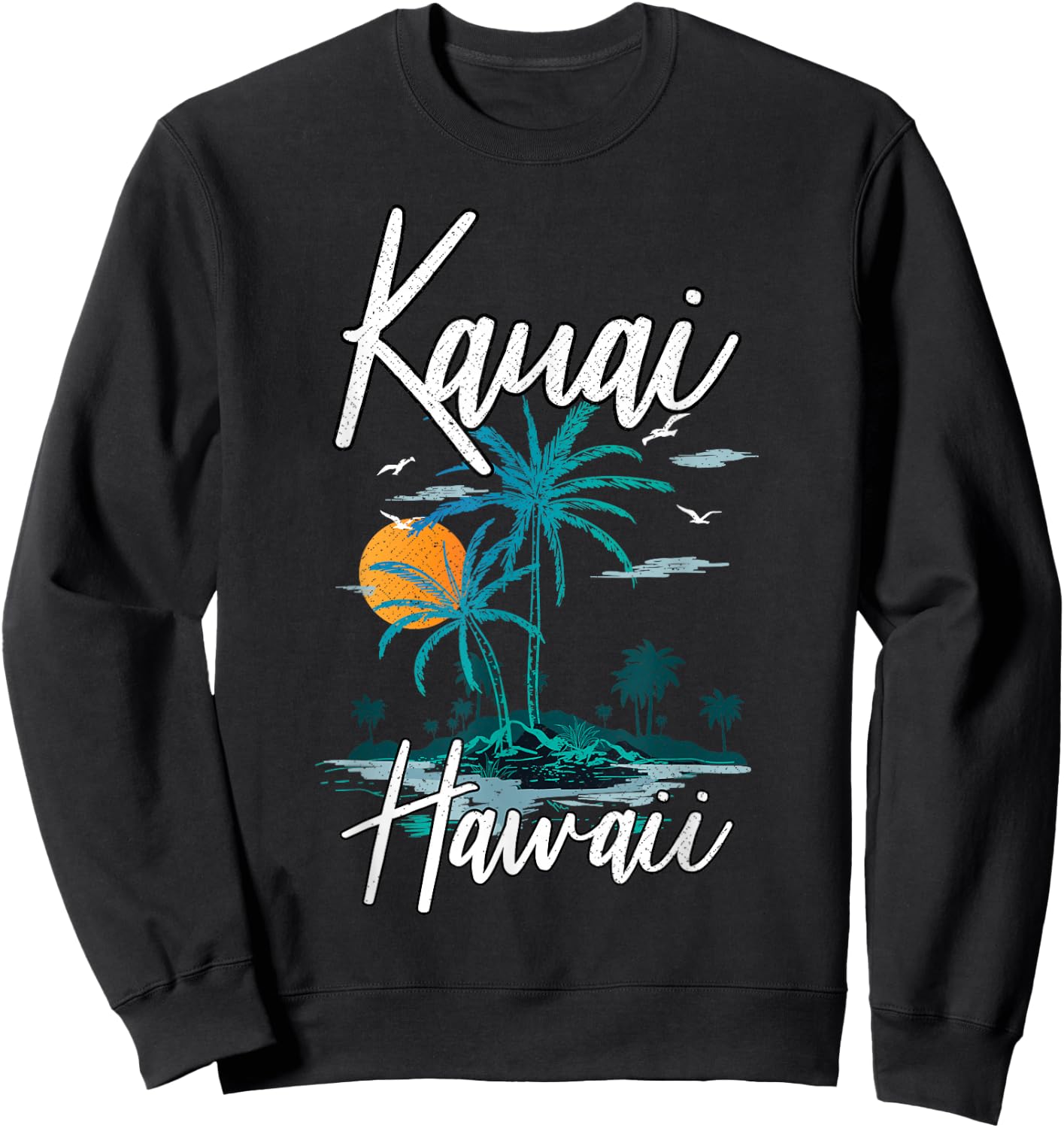 Family Vacation Retro Sunset Hawaii Kauai Sweatshirt - Sweatshirt | Black