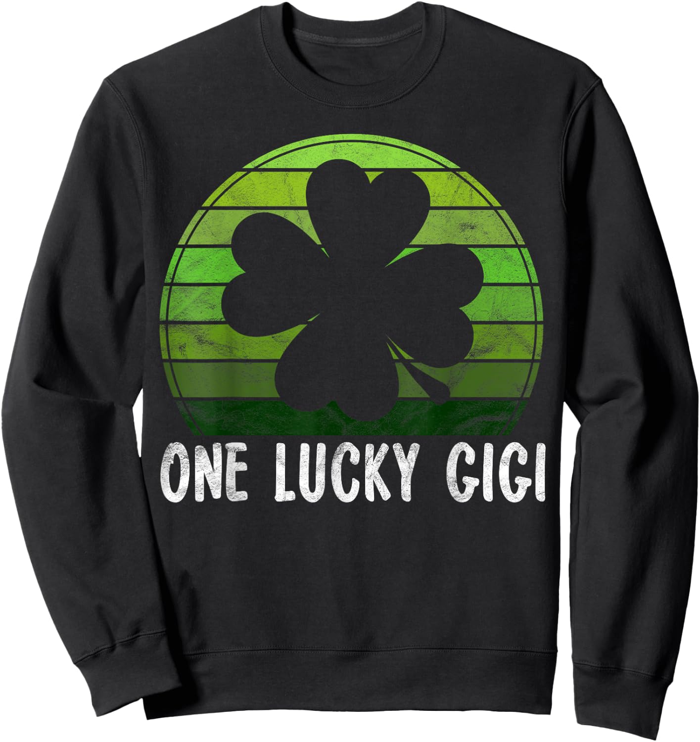 One Lucky Gigi Gift Shamrock Sunset Irish St Patricks Day Sweatshirt - Sweatshirt | Black