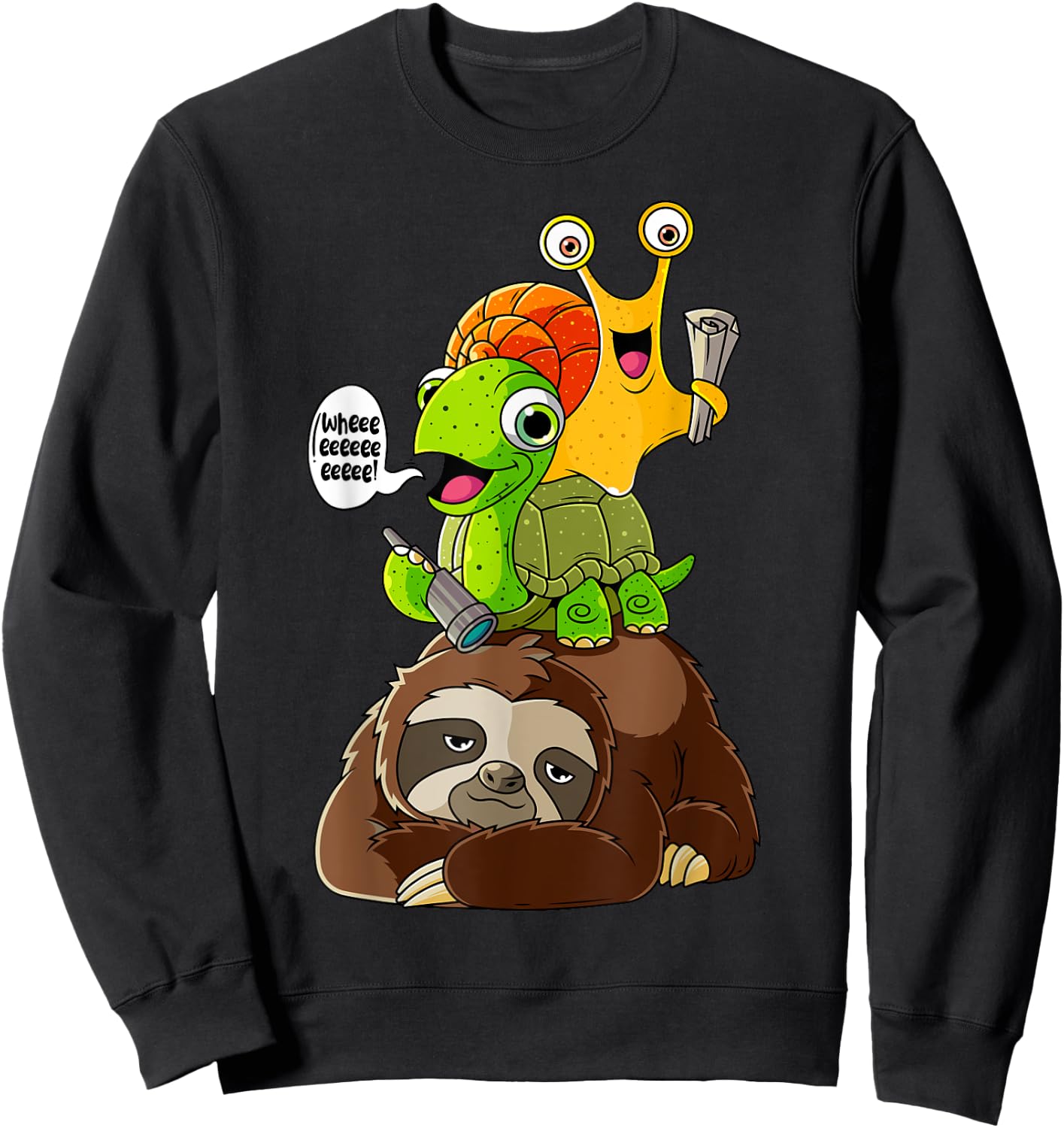 Sloth Turtle Snail Shirt Funny Animal Lover Gifts For Kids Sweatshirt - Sweatshirt | Black