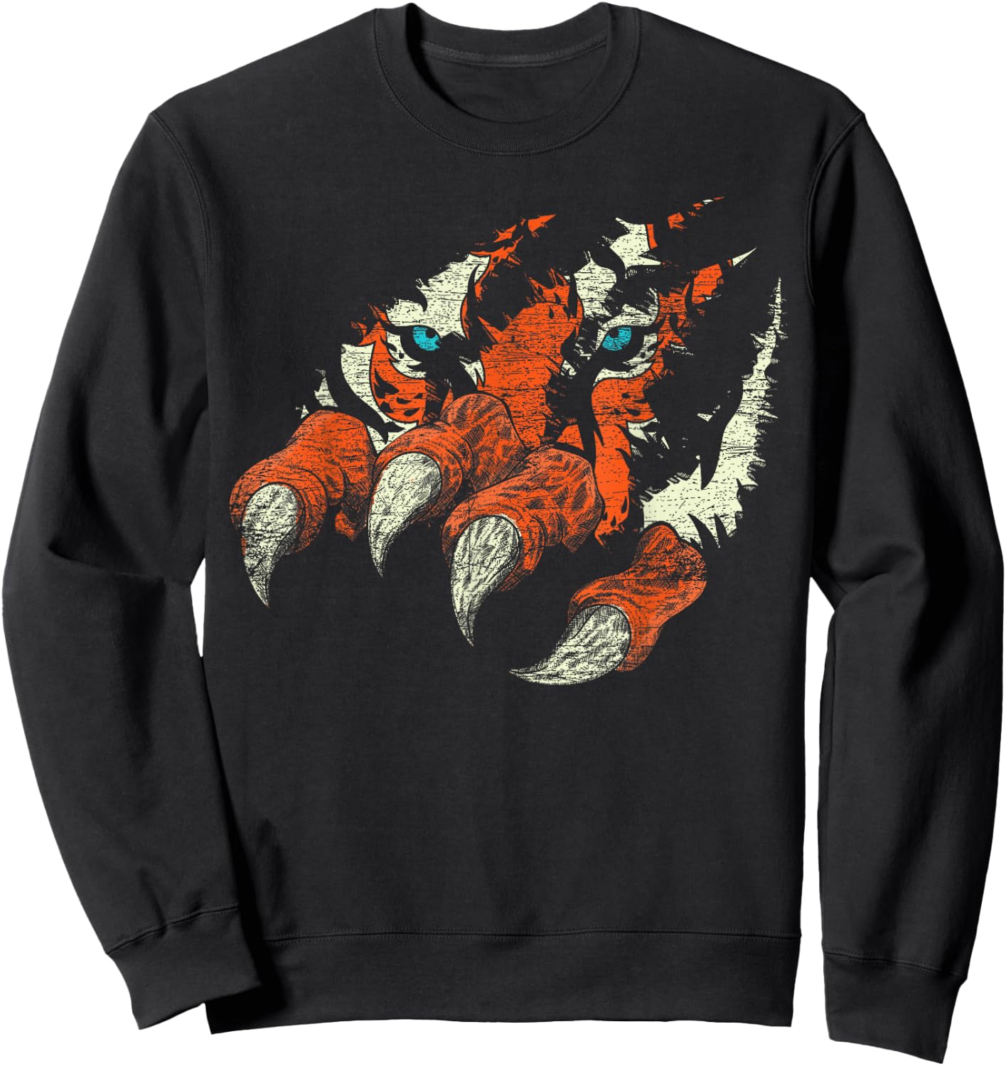 Wild Cat Claws Asian Predator Animal Eyes Wildlife Tiger Sweatshirt - Sweatshirt | Black