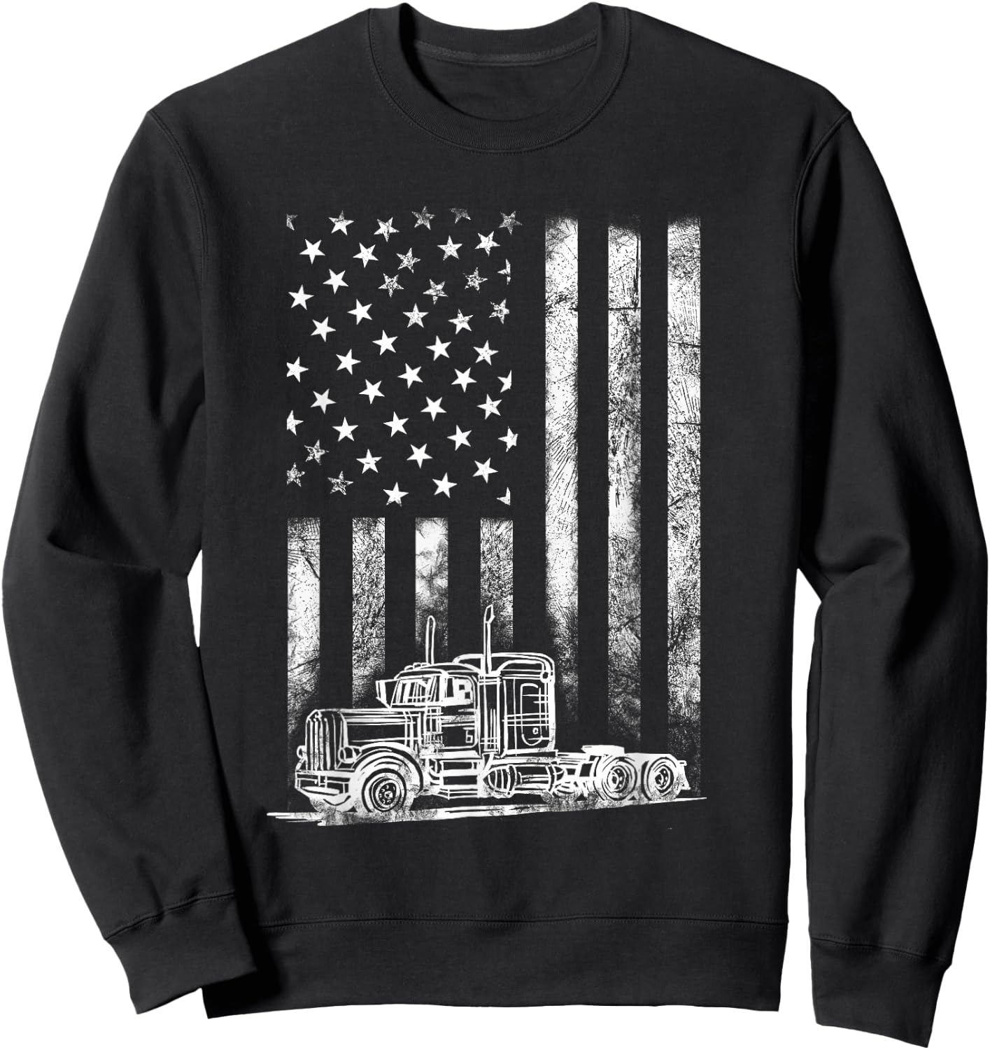 Truck Driver American Flag Trucker Vintage Men Women Gift Small Sweatshirt - Sweatshirt | Black