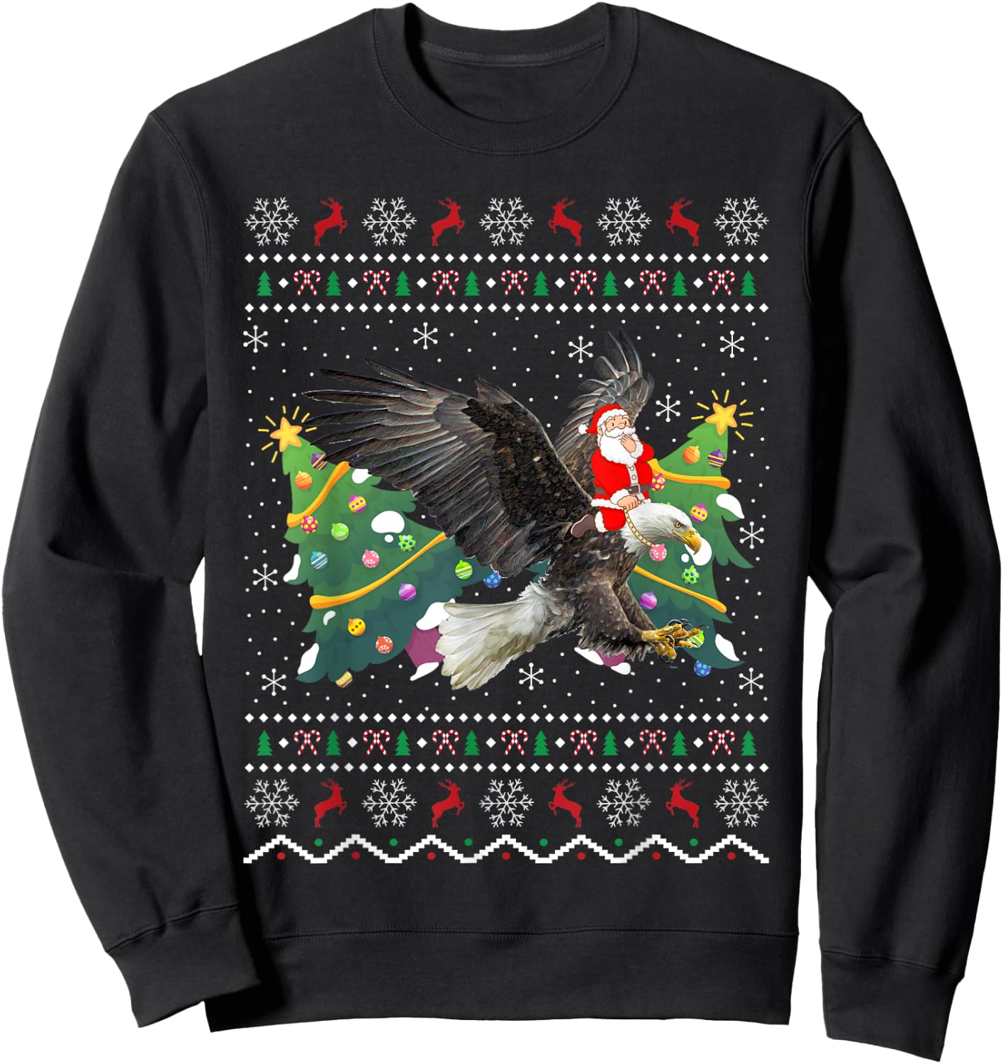 Eagle Lover Gift Ugly Santa Riding Eagle Christmas Sweatshirt - Sweatshirt | Black