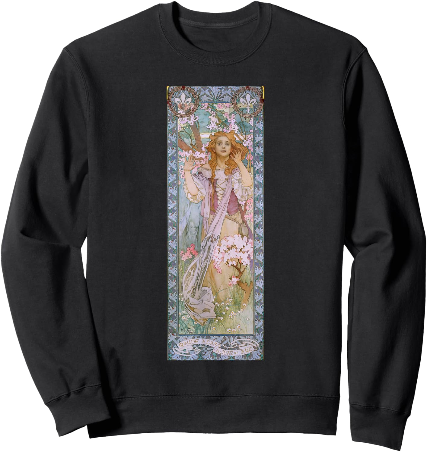 Jeanne d'Arc by Mucha | Art Nouveau Famous Artworks Sweatshirt - Sweatshirt | Black