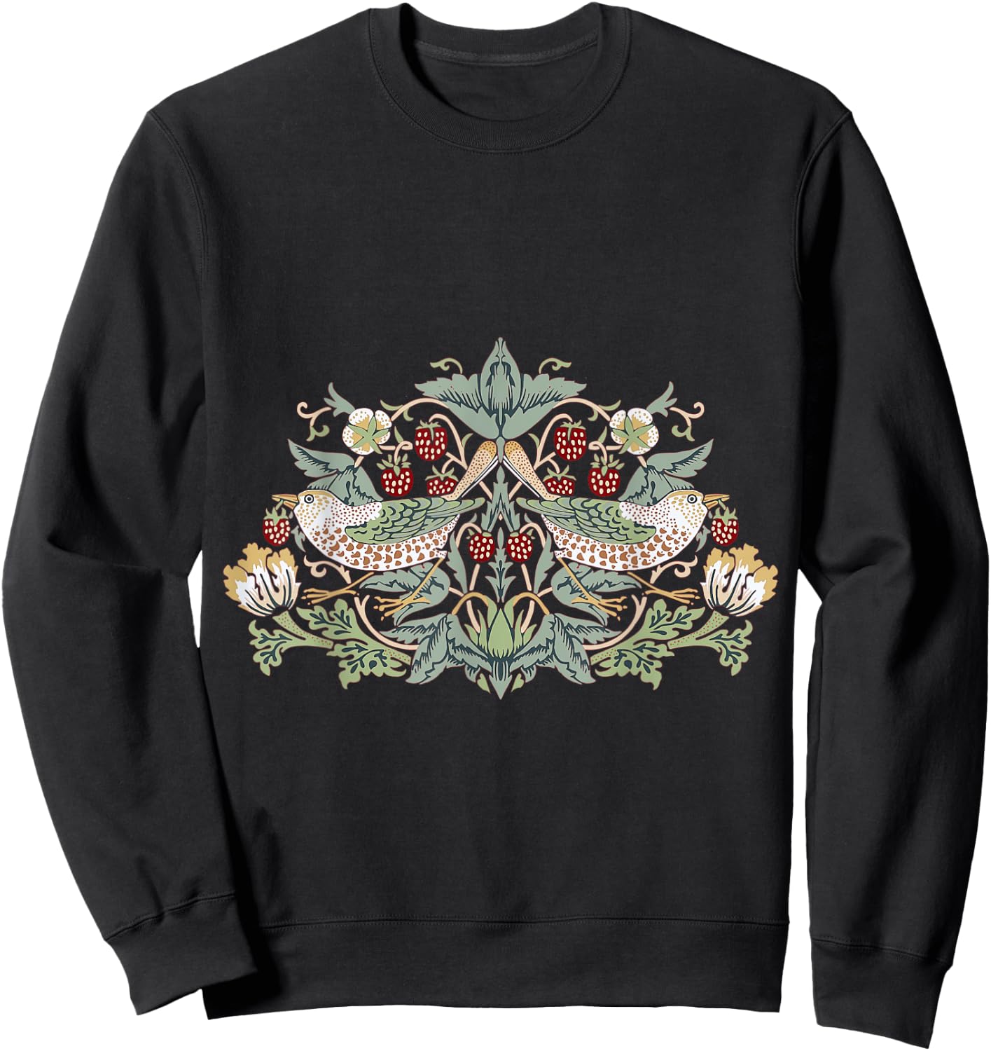 Pixelchicken William Morris Strawberry Thief Bird , Small Sweatshirt - Sweatshirt | Black