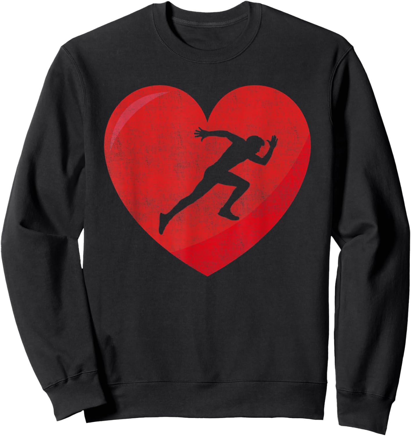 Heart Lover Running Gift Valentines Day Women Sweatshirt - Sweatshirt | Black