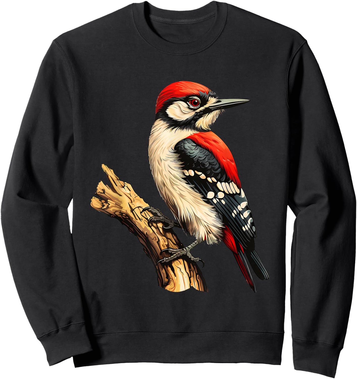 Woodpecker Wildlife Colorful Animal Art Portrait Nature Sweatshirt - Sweatshirt | Black
