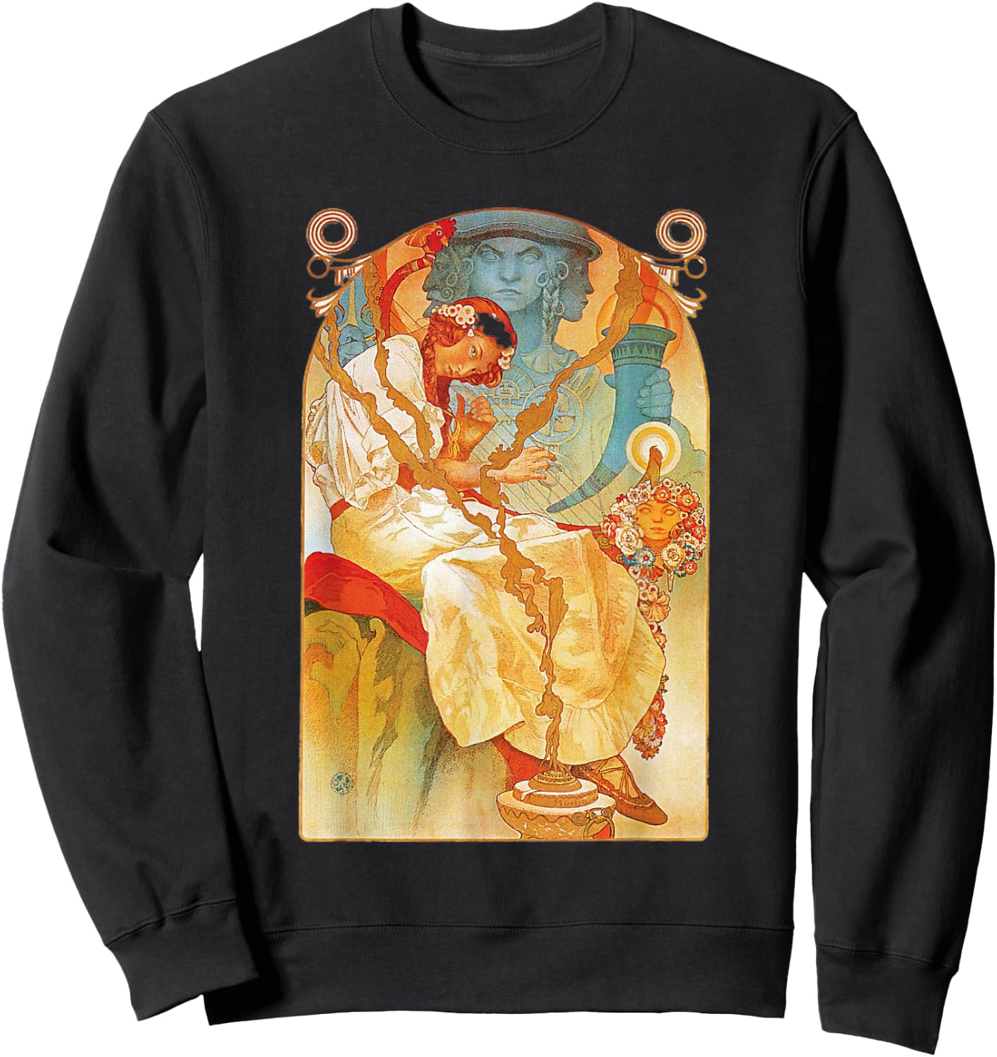 Art Nouveau Slav Epic Mucha Beautiful Elegant Sweatshirt - Sweatshirt | Black