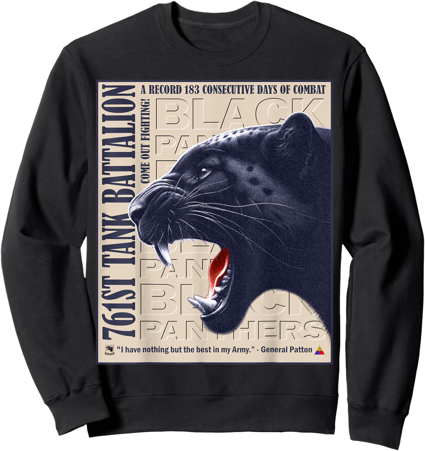 Black Panthers 761st Tank Battalion Legacy Design Sweatshirt - Sweatshirt | Black