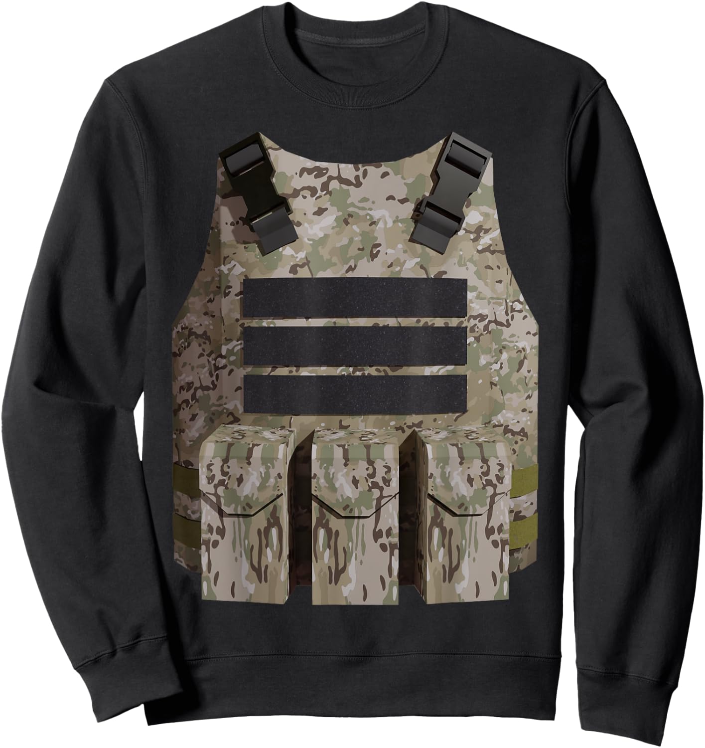 Faux Bulletproof Vest Gamer Costume Desert Camo version Sweatshirt - Sweatshirt | Black