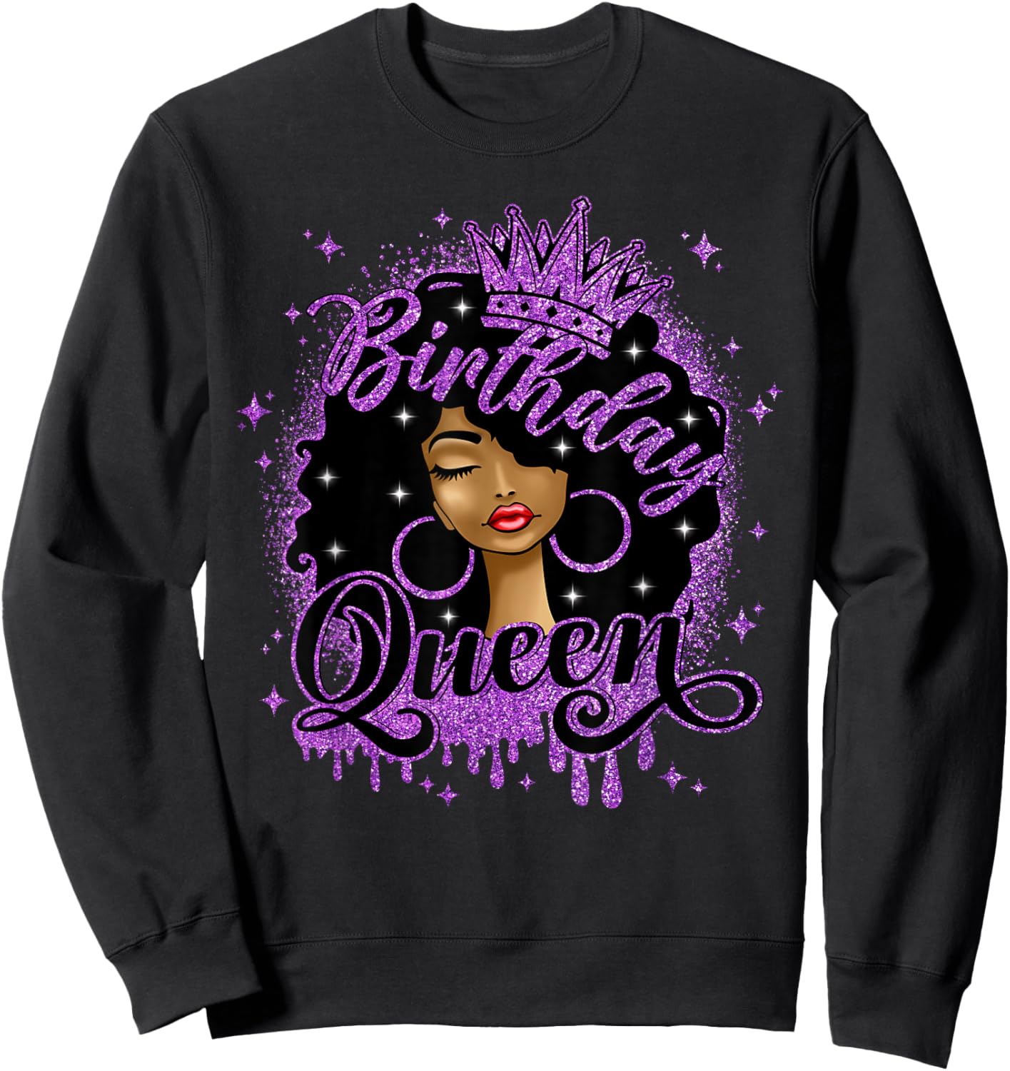 Birthday Queen Curly Afro Black Women It's My Birthday Sweatshirt - Sweatshirt | Black