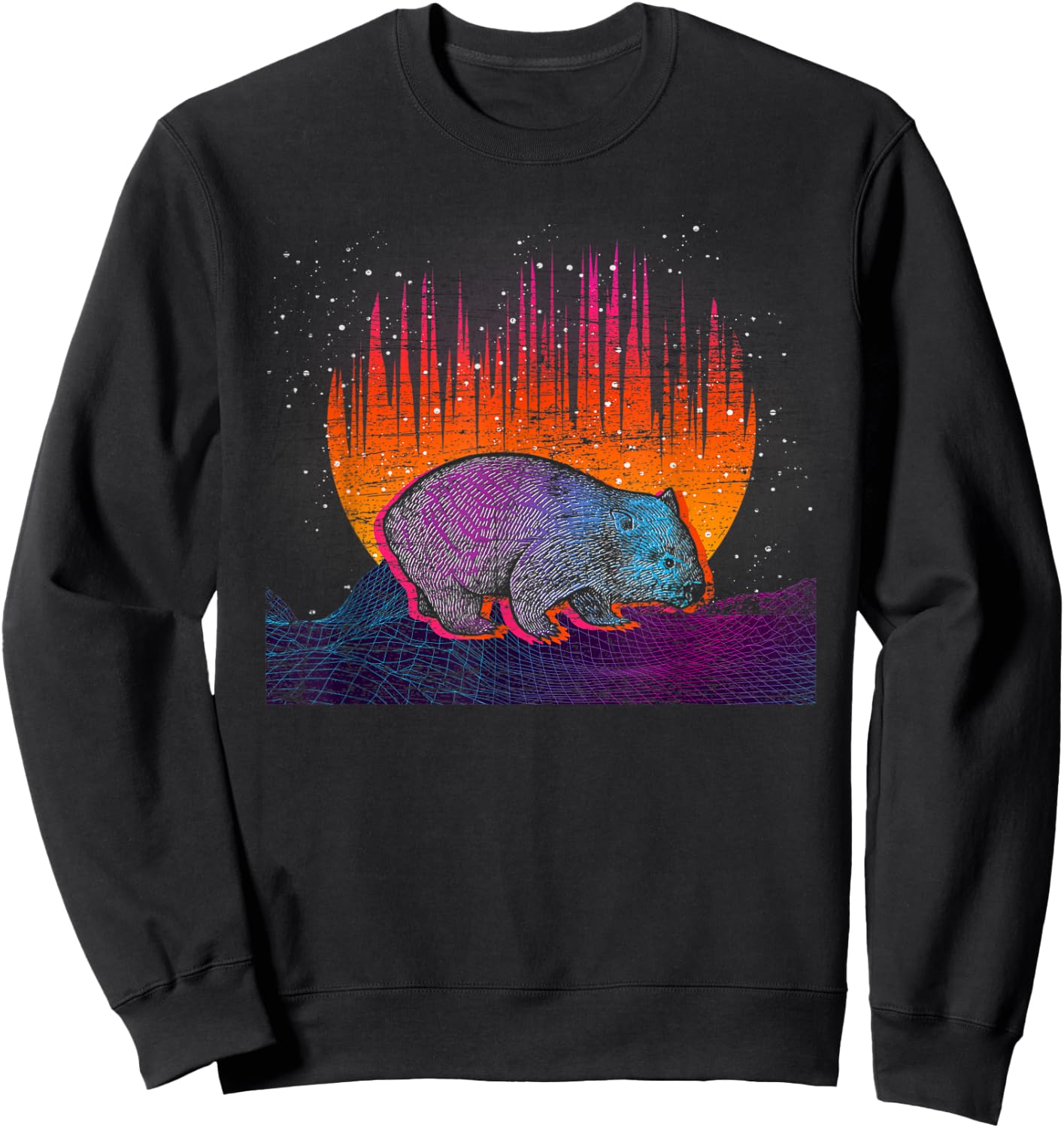 Backpacker Aussie Animal Outback Australia Vaporwave Wombat Sweatshirt - Sweatshirt | Black