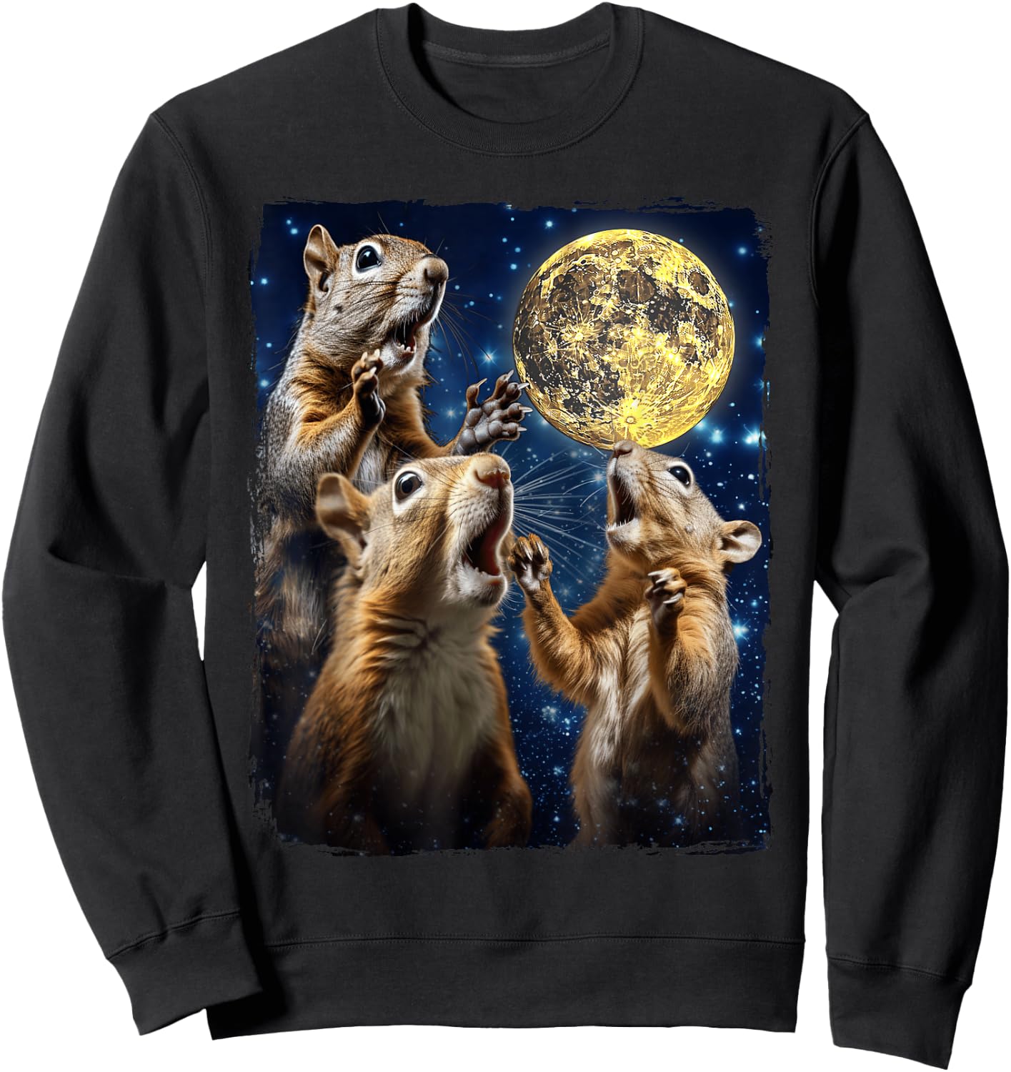 Squirrel Howling At Moon Sweatshirt - Sweatshirt | Black