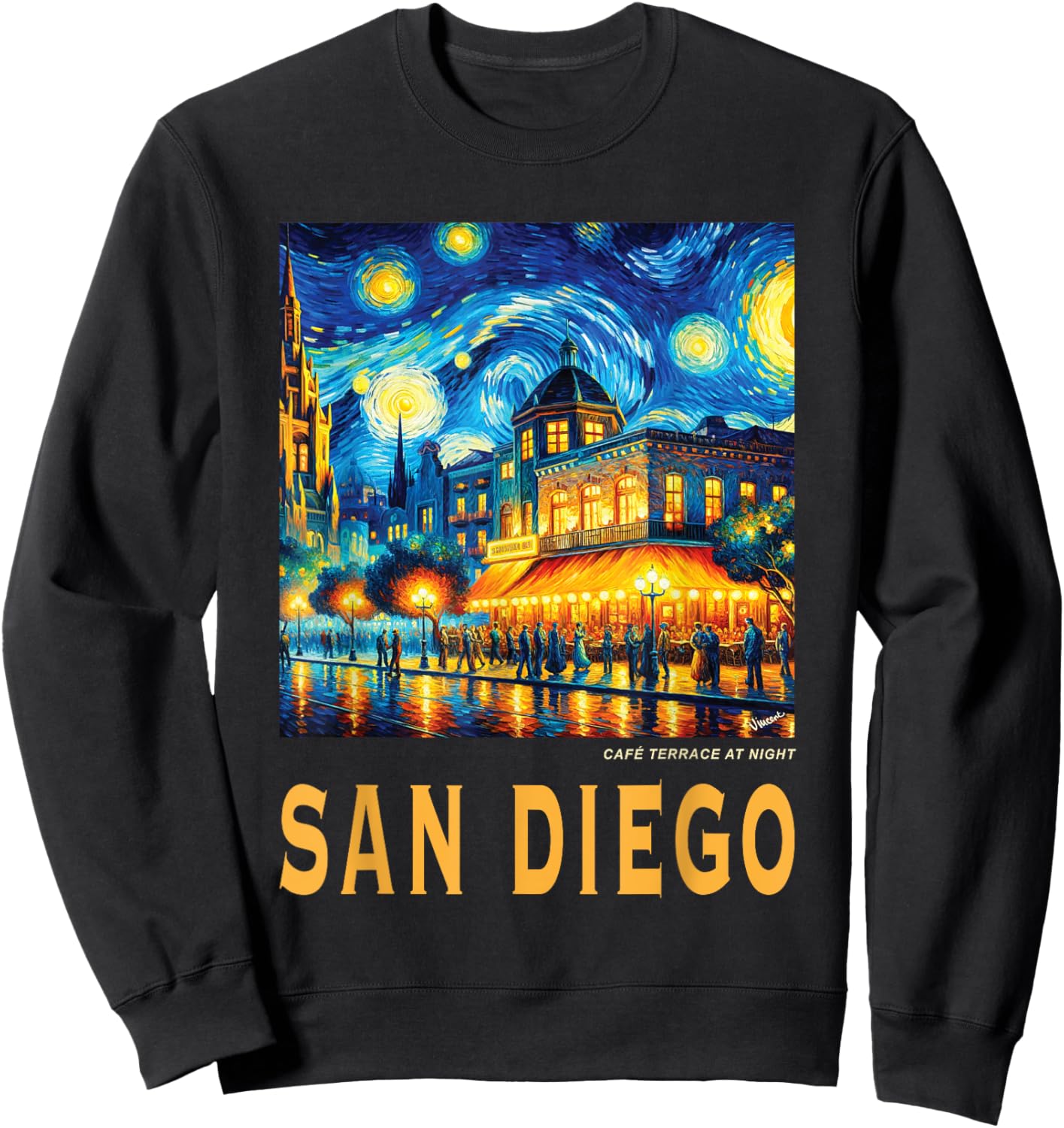 San Diego City California, Van Gogh Inspired Sweatshirt - Sweatshirt | Black