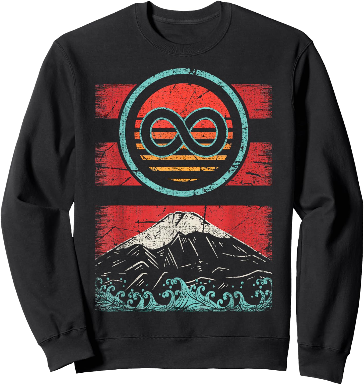 Infinity Symbol Retro Vintage 80s Style Gift Sweatshirt - Sweatshirt | Black