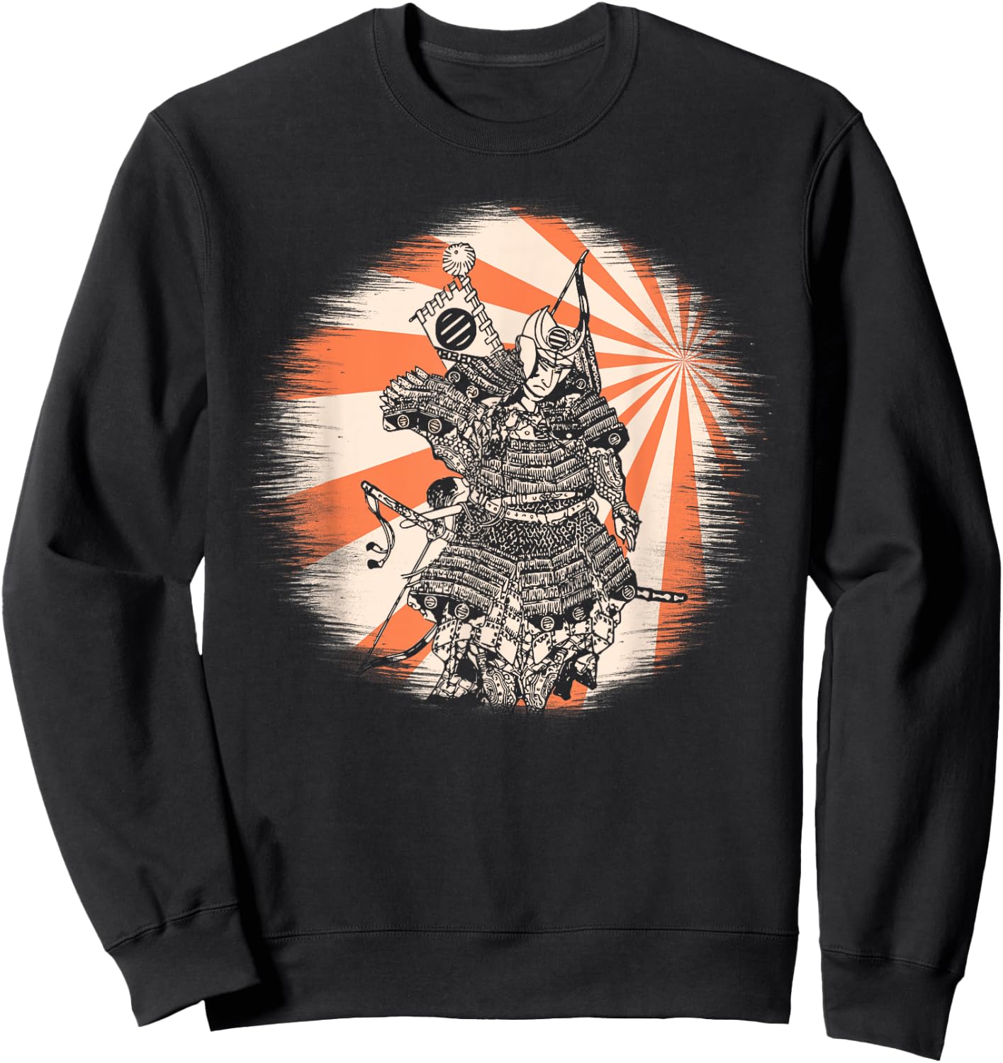 Japanese Art Samurai Japanese Retro Art Print Sweatshirt - Sweatshirt | Black