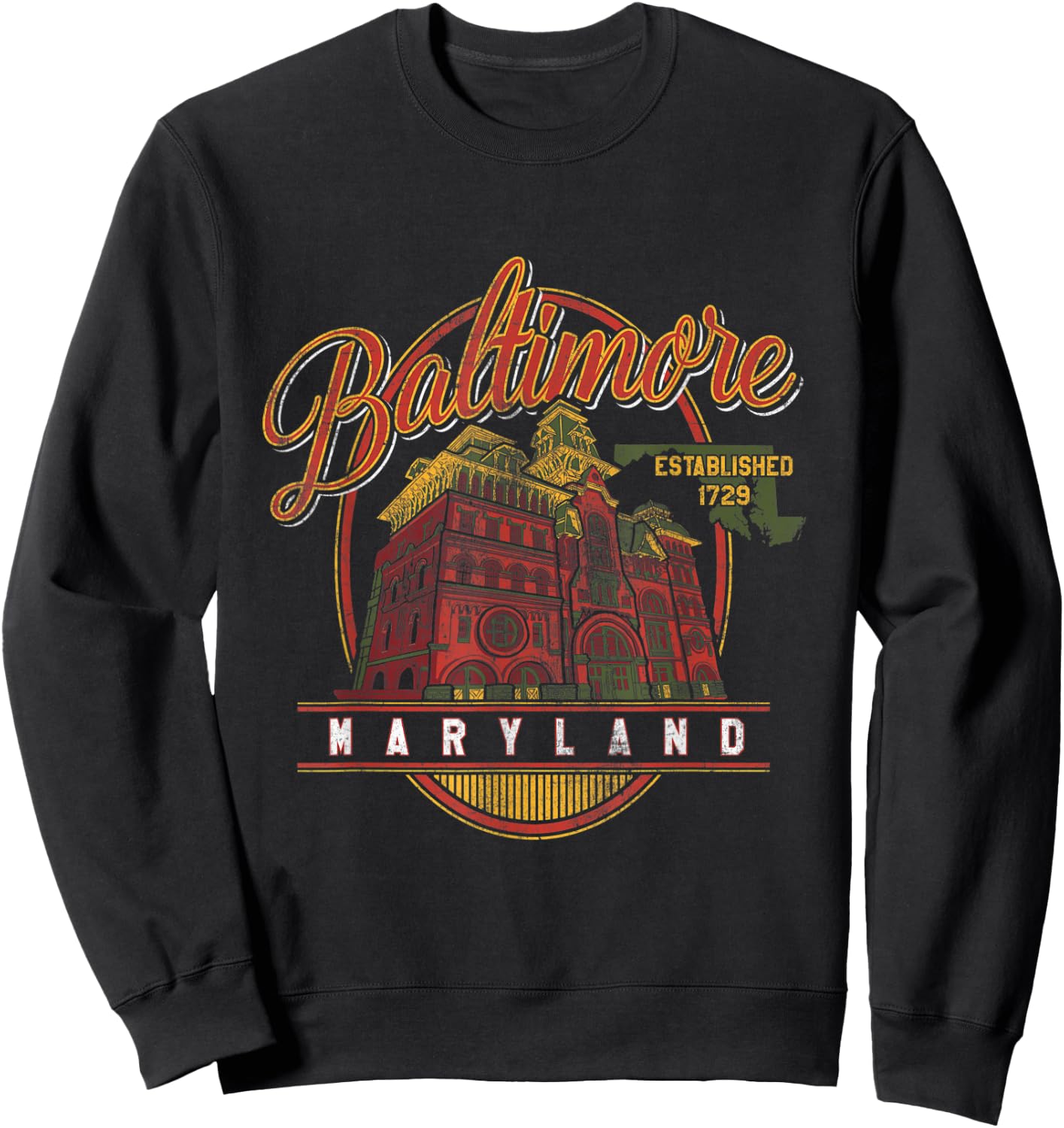 Baltimore, MD Vintage Beer Label Design Sweatshirt - Sweatshirt | Black