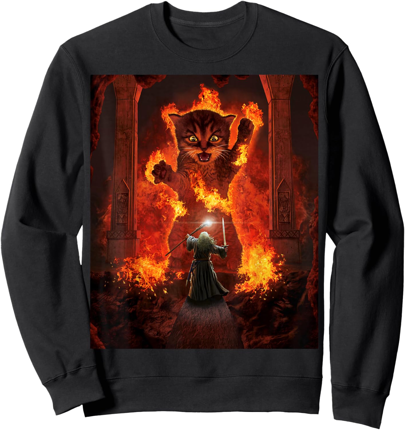 Balrog Cat Funny Kitten Kitty Cat Lover Men Women Sweatshirt - Sweatshirt | Black
