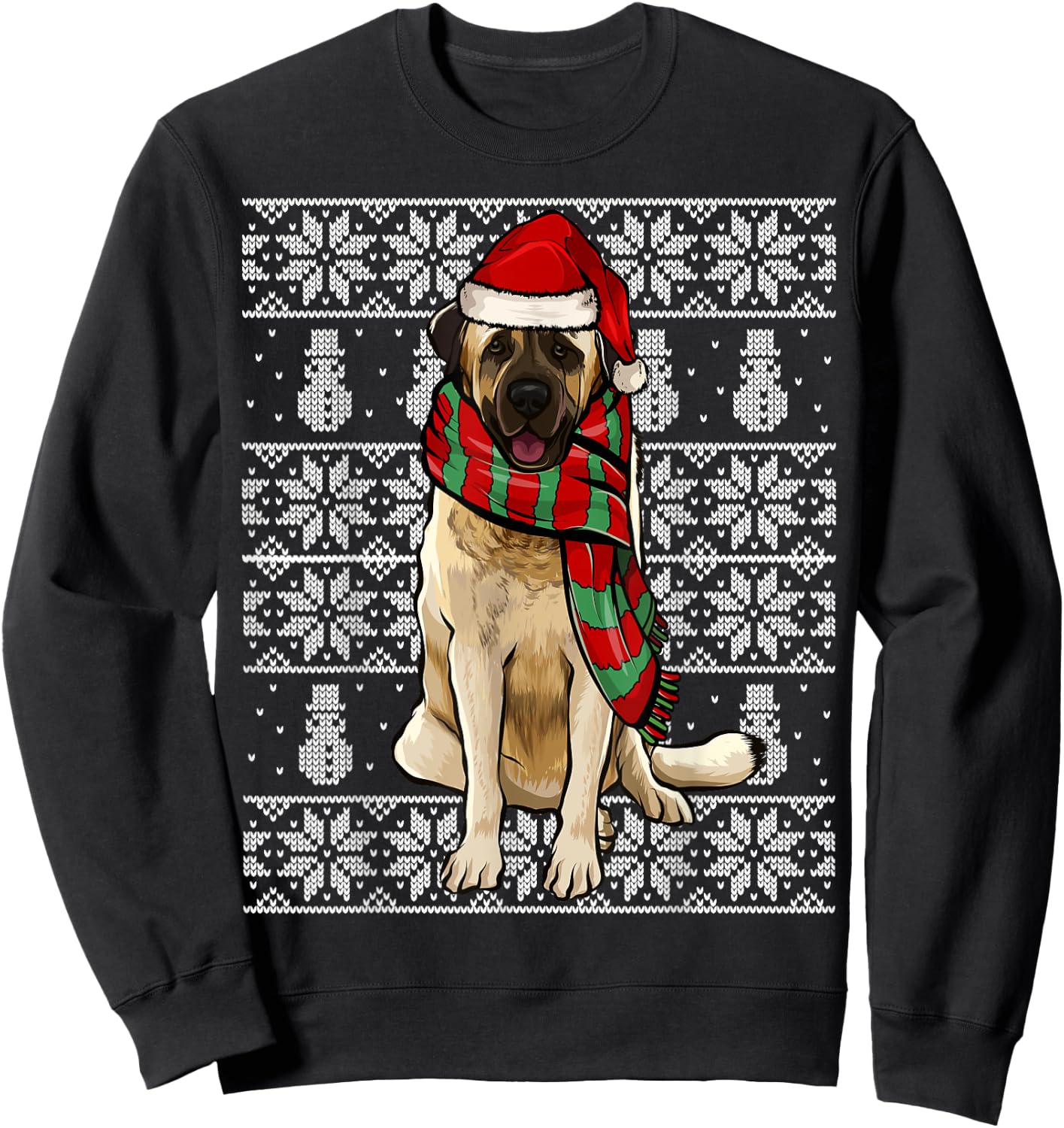 Santa Hat Xmas Anatolian Shepherd Dog Ugly Christmas Sweatshirt - Sweatshirt | Black