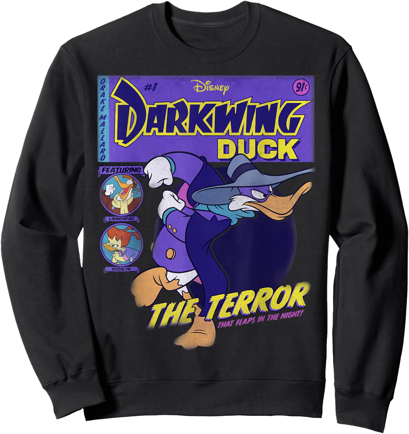 Disney Darkwing Duck Black : Classic Fit, , Adult, Short Sleeve Sweatshirt - Sweatshirt | Black