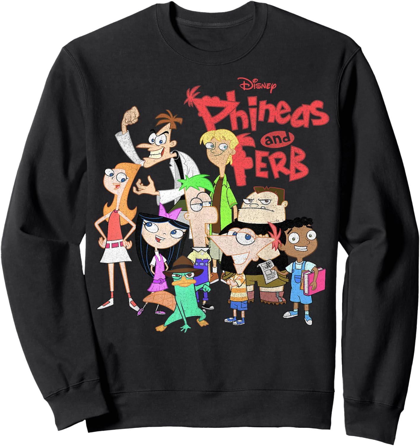 Disney Phineas and Ferb The Group Logo Small Sweatshirt - Sweatshirt | Black
