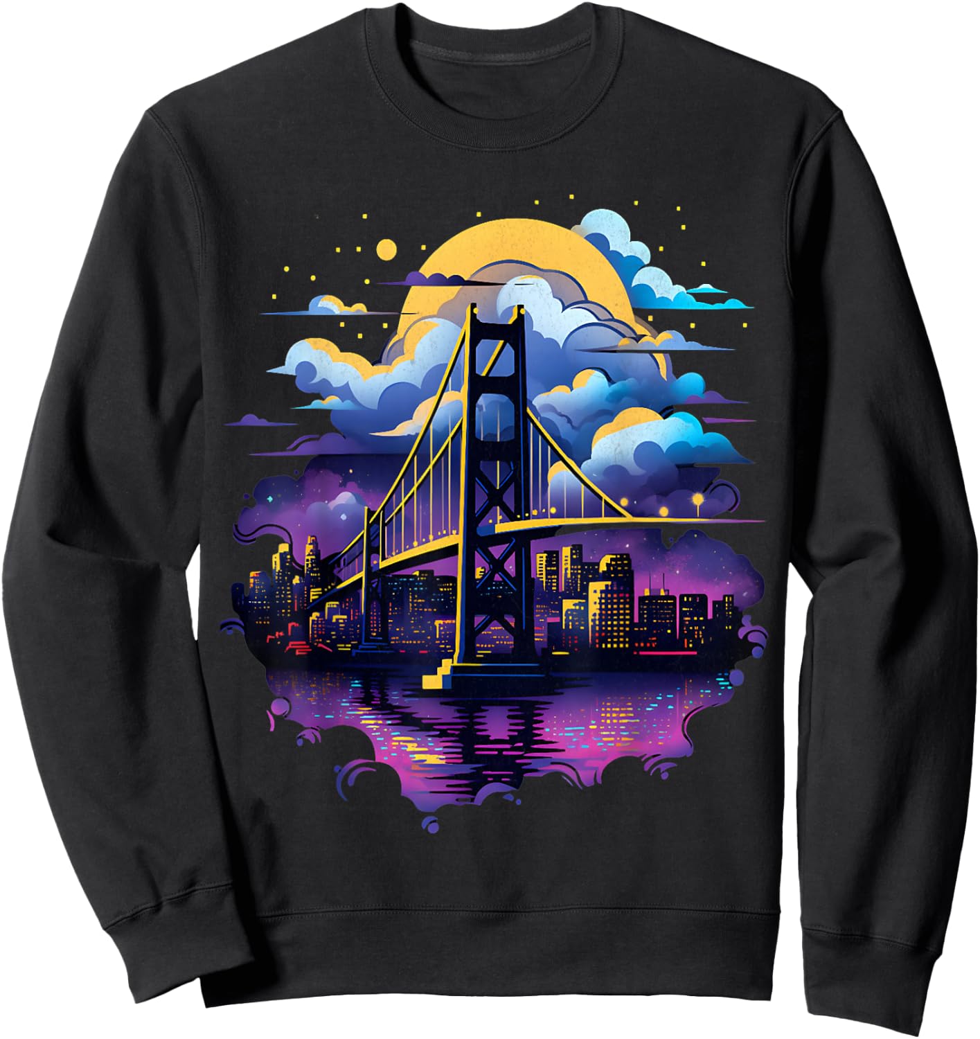 SF Bay Bridge San Francisco City California Fog City Line Sweatshirt - Sweatshirt | Black