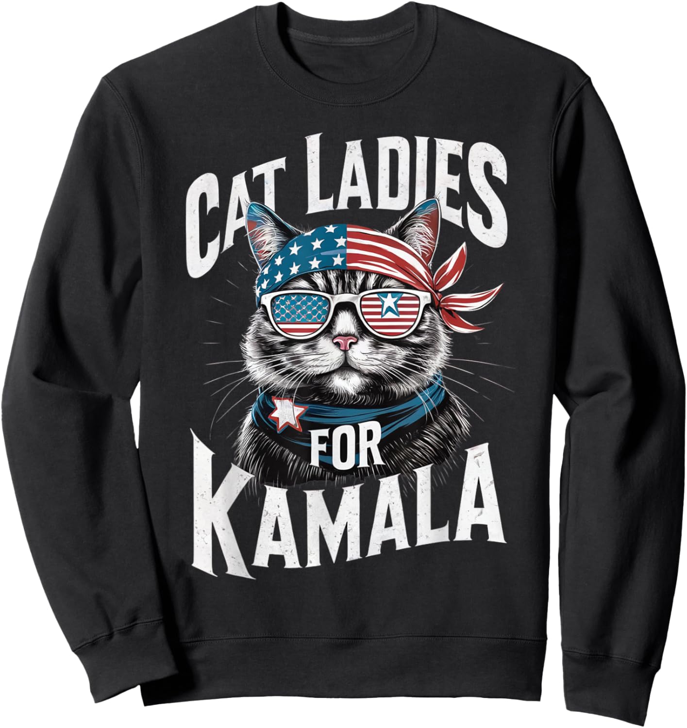 Cat Ladies for Kamala 2024 President Kamala-Harris Sweatshirt - Sweatshirt | Black