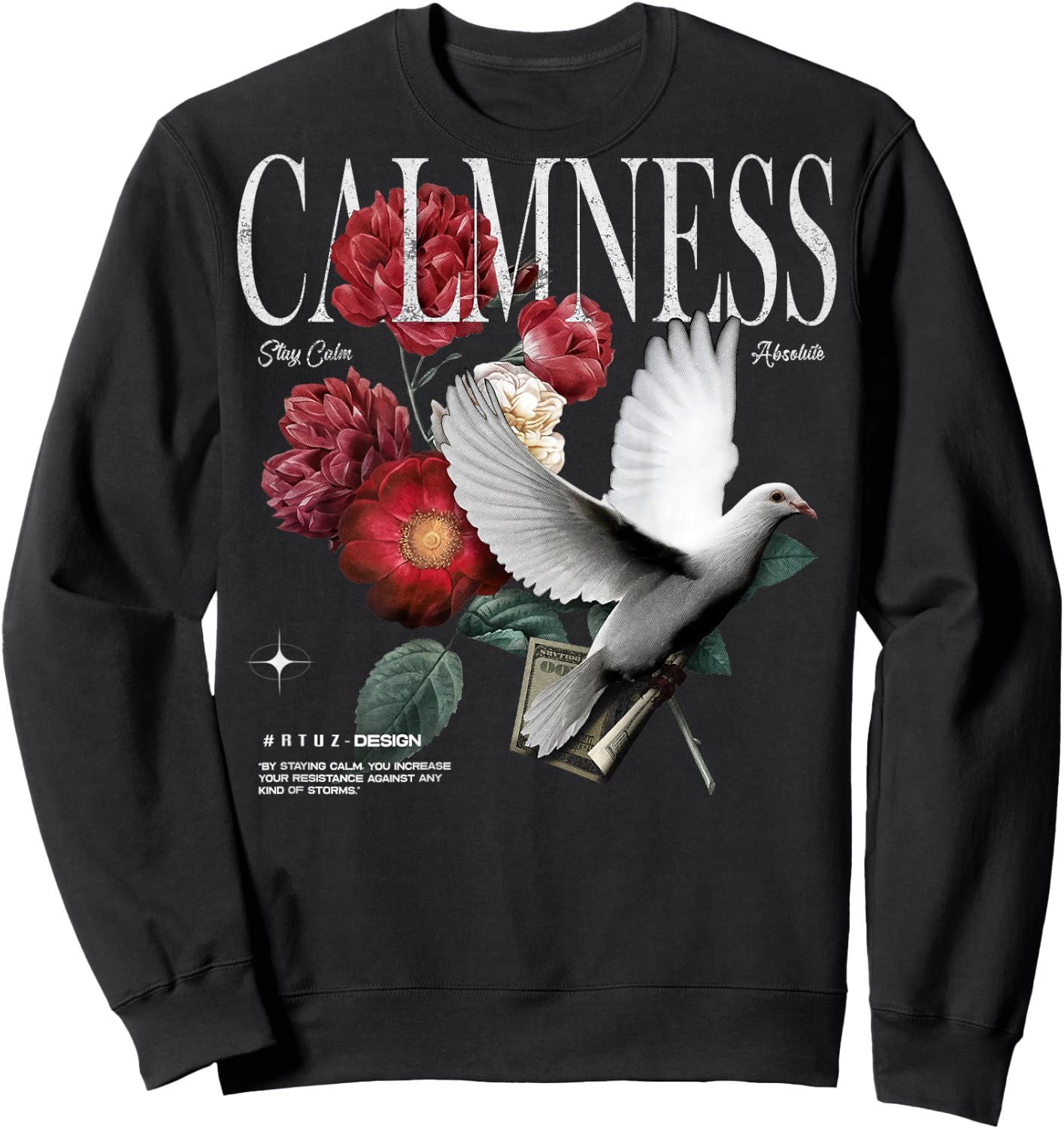Hip Hop Vintage Hipster Edgy Urban Y2K Back Print Streetwear Sweatshirt - Sweatshirt | Black