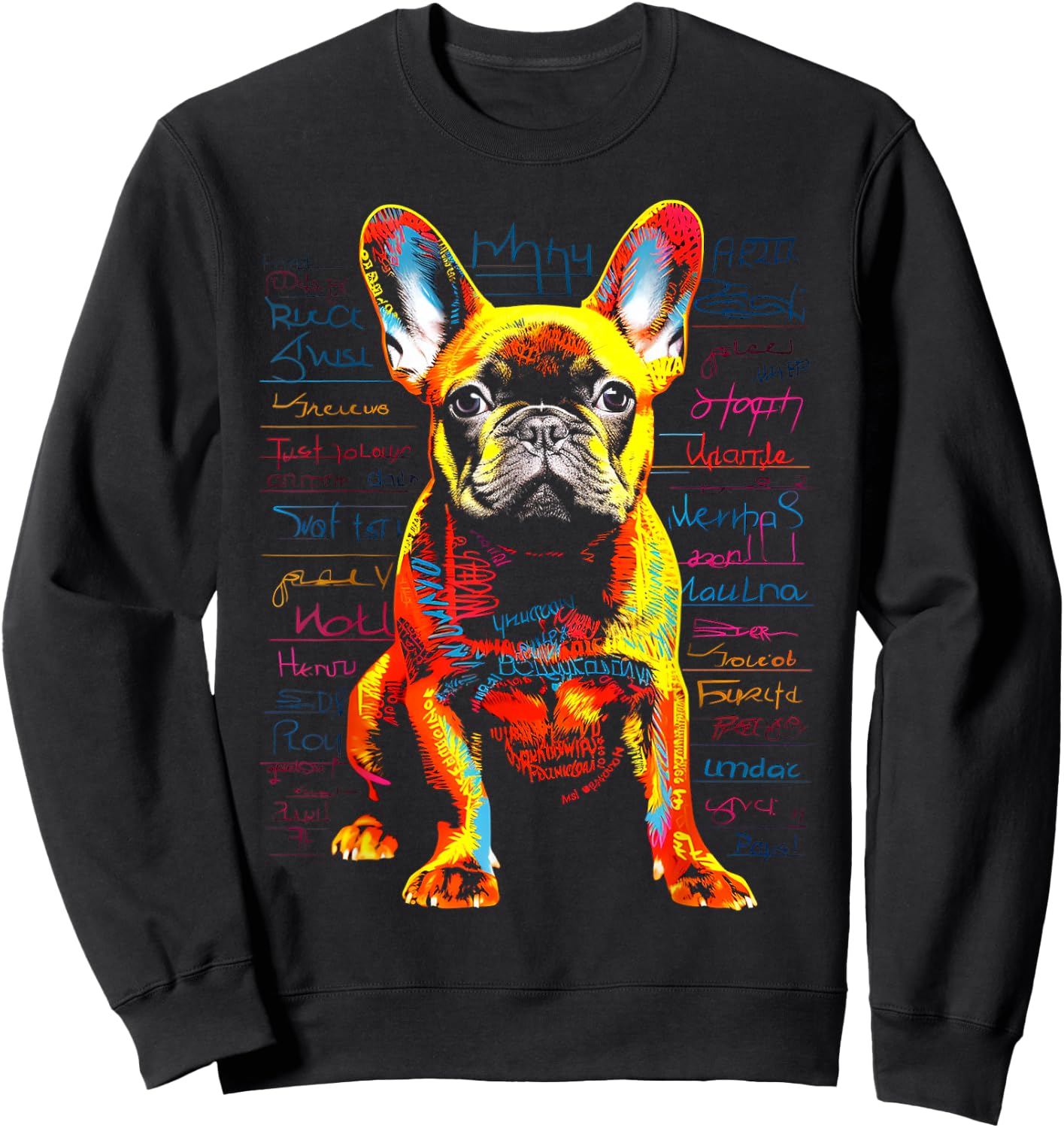 French Bulldog Dog Animal Pet Art Graphic French Bulldog Sweatshirt - Sweatshirt | Black