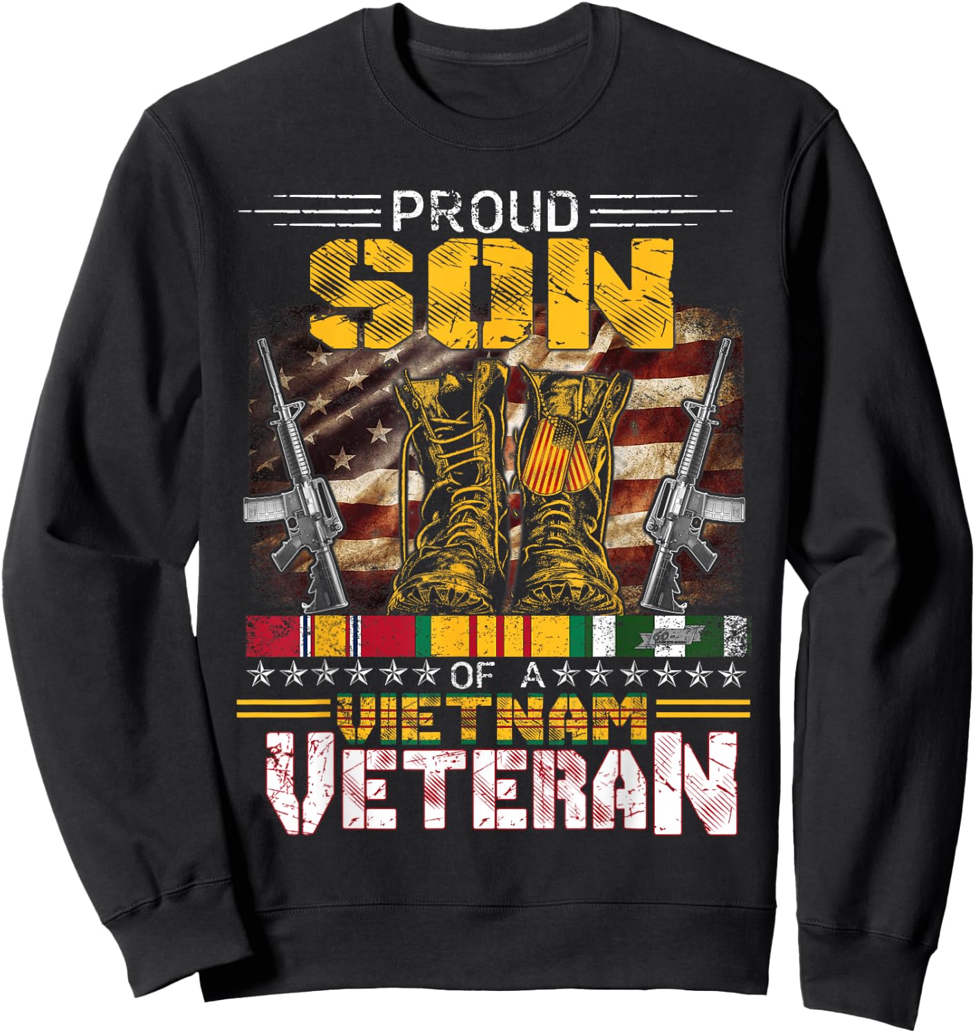 Proud Son Of A Vietnam Veteran Shirt | Vietnam War Vet Sweatshirt - Sweatshirt | Black