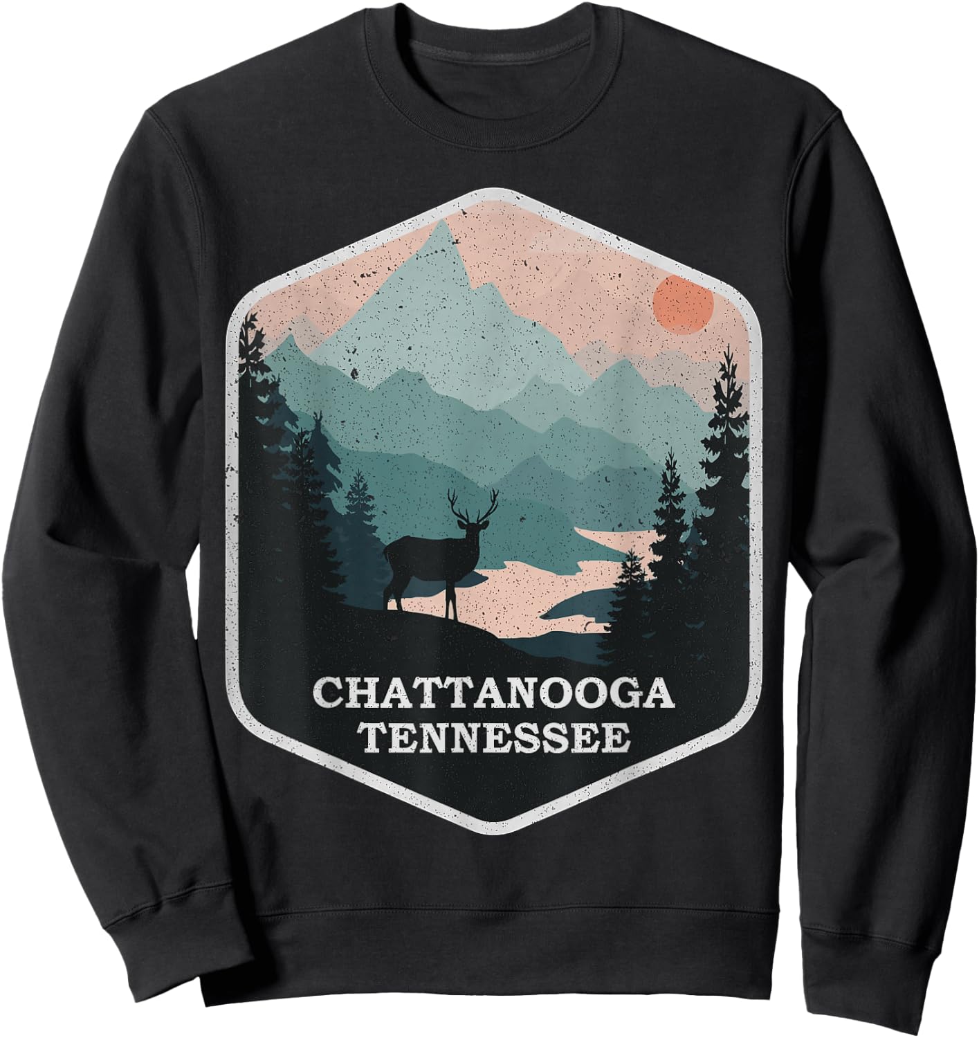 Vintage Chattanooga Tennessee TN Nature Mountains Hiking Sweatshirt - Sweatshirt | Black