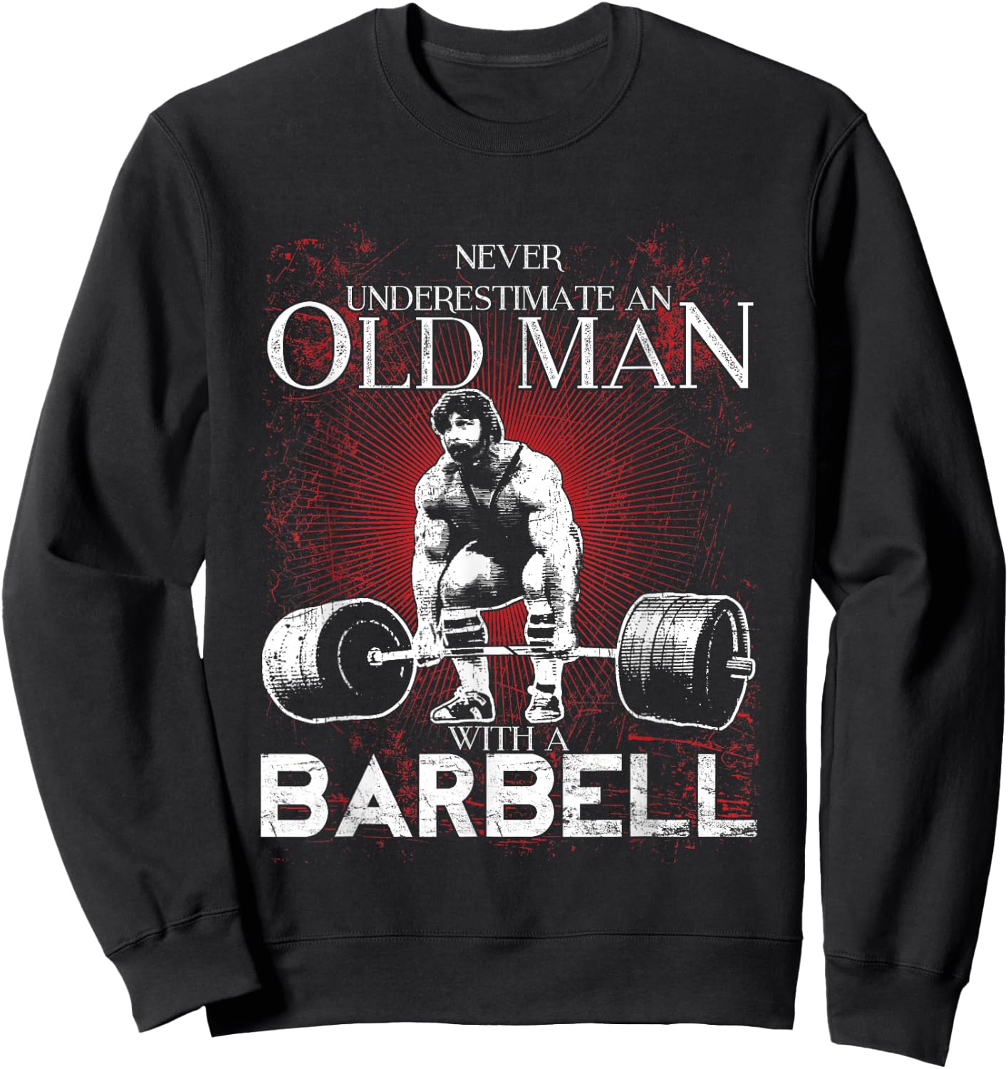Old Man Barbell Powerlifting Sweatshirt - Sweatshirt | Black