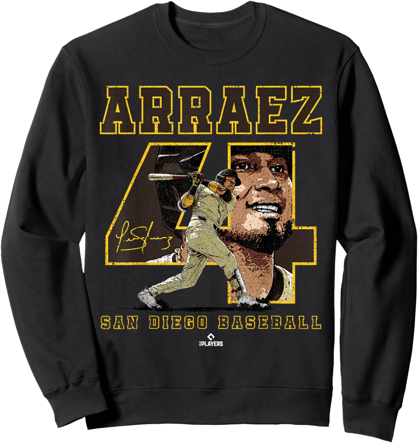 Number and Portrait Luis Arraez San Diego MLBPA Sweatshirt - Sweatshirt | Black