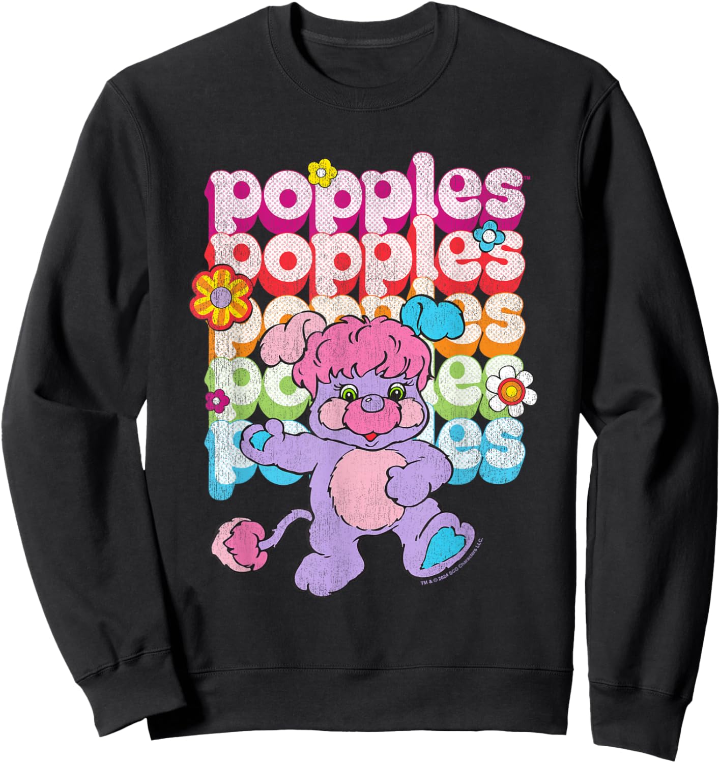 Popples Repeat Logo , Small, Black Sweatshirt - Sweatshirt | Black