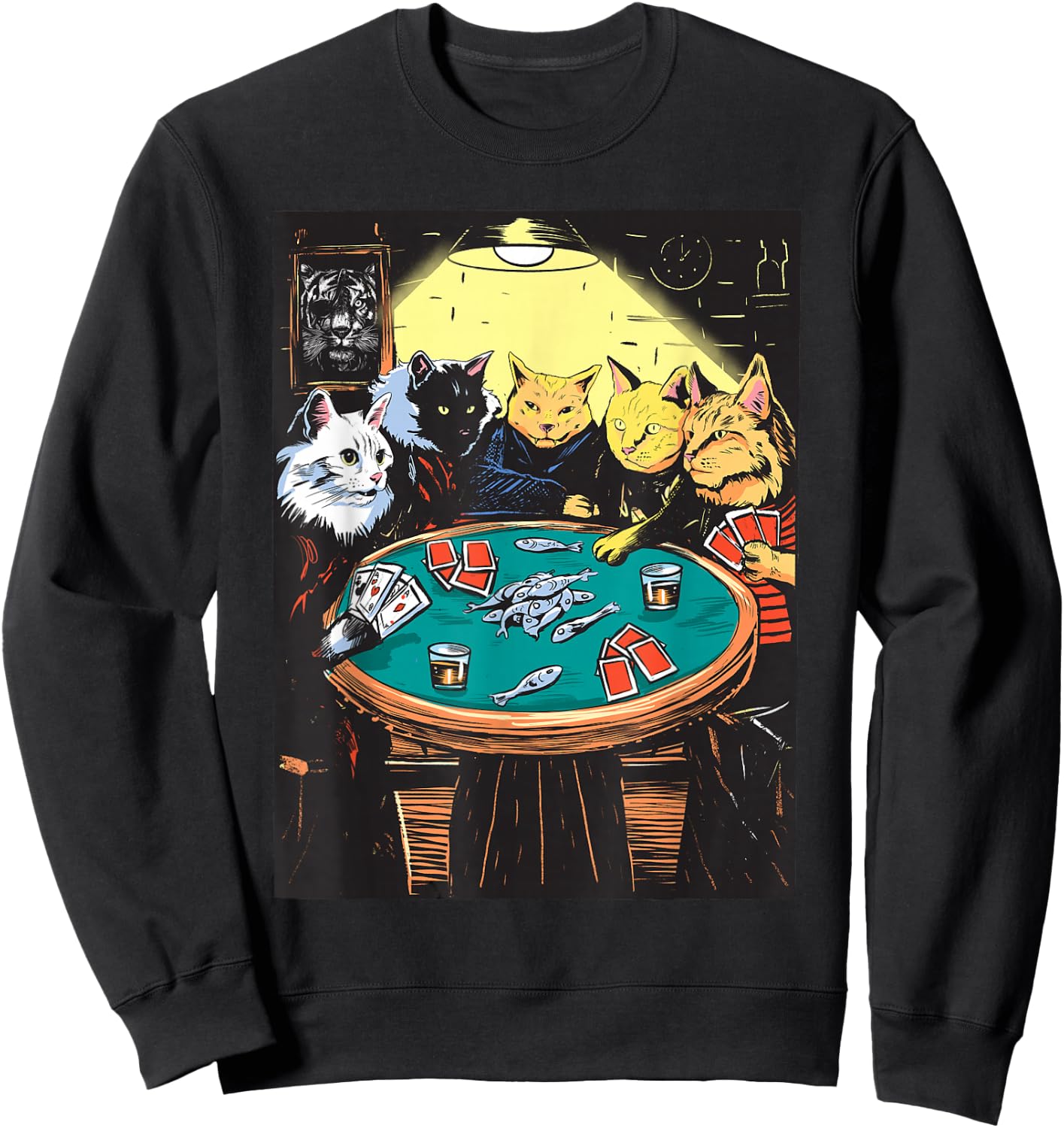 Funny Cats Playing Poker Art Cat Sweatshirt - Sweatshirt | Black