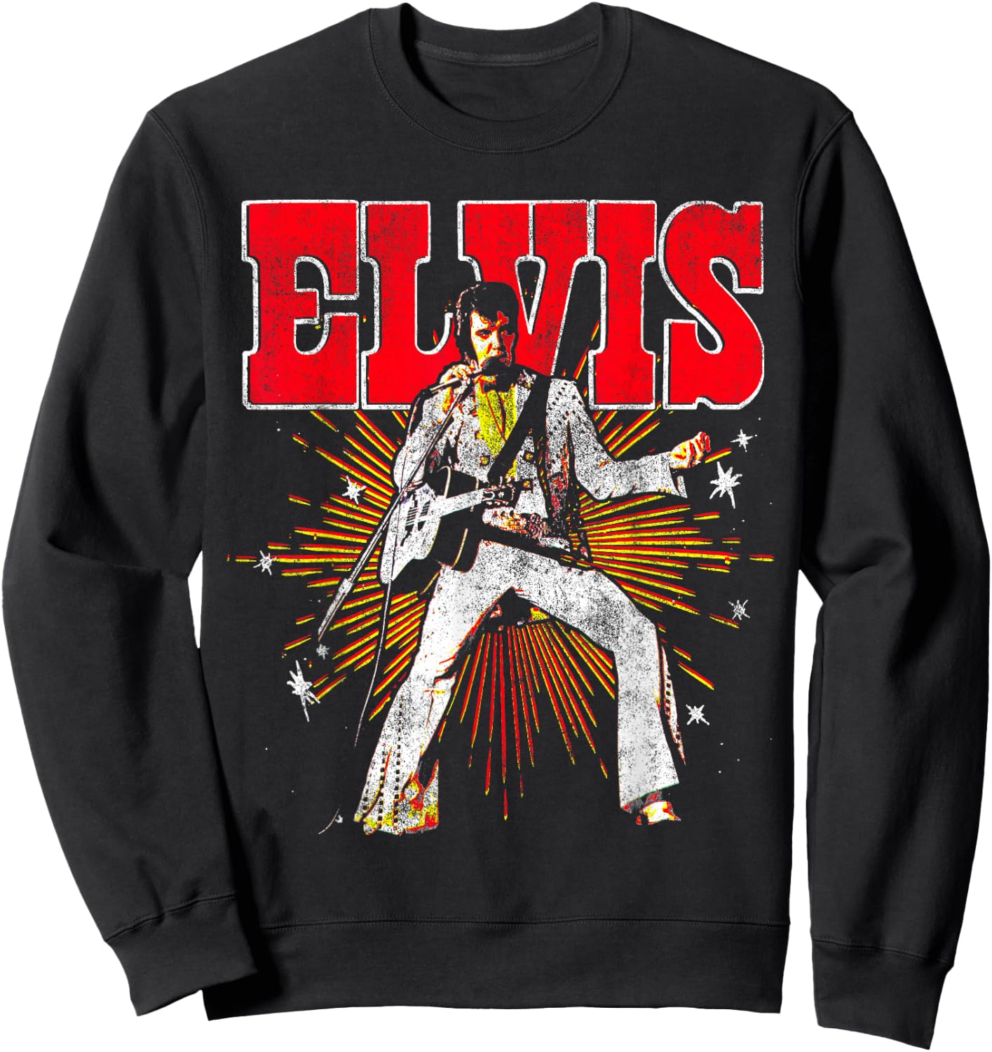 Elvis Presley Official Retro Short Sleeve Sweatshirt - Sweatshirt | Black