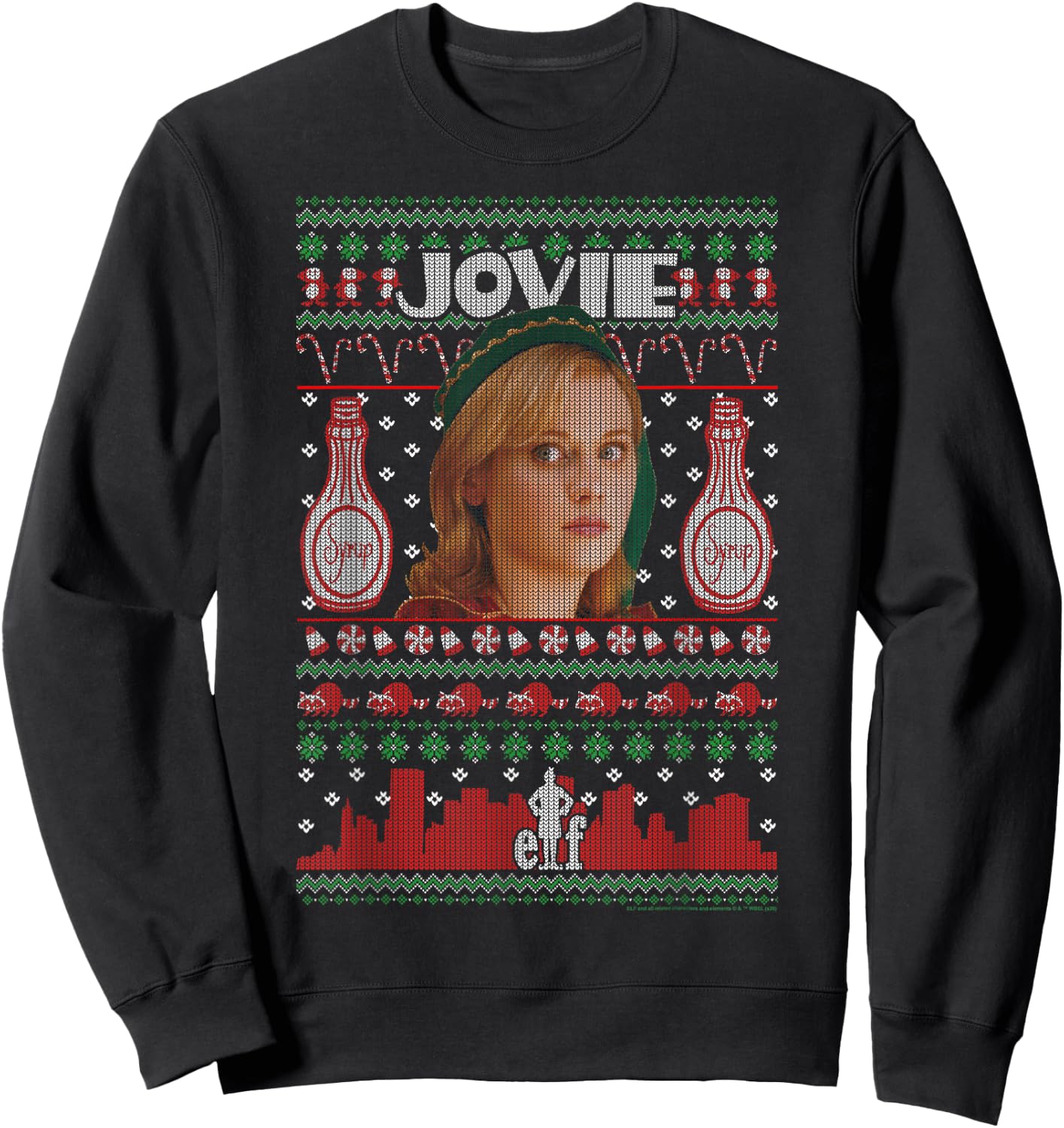 Elf Jovie Ugly Christmas Sweater Sweatshirt - Sweatshirt | Black