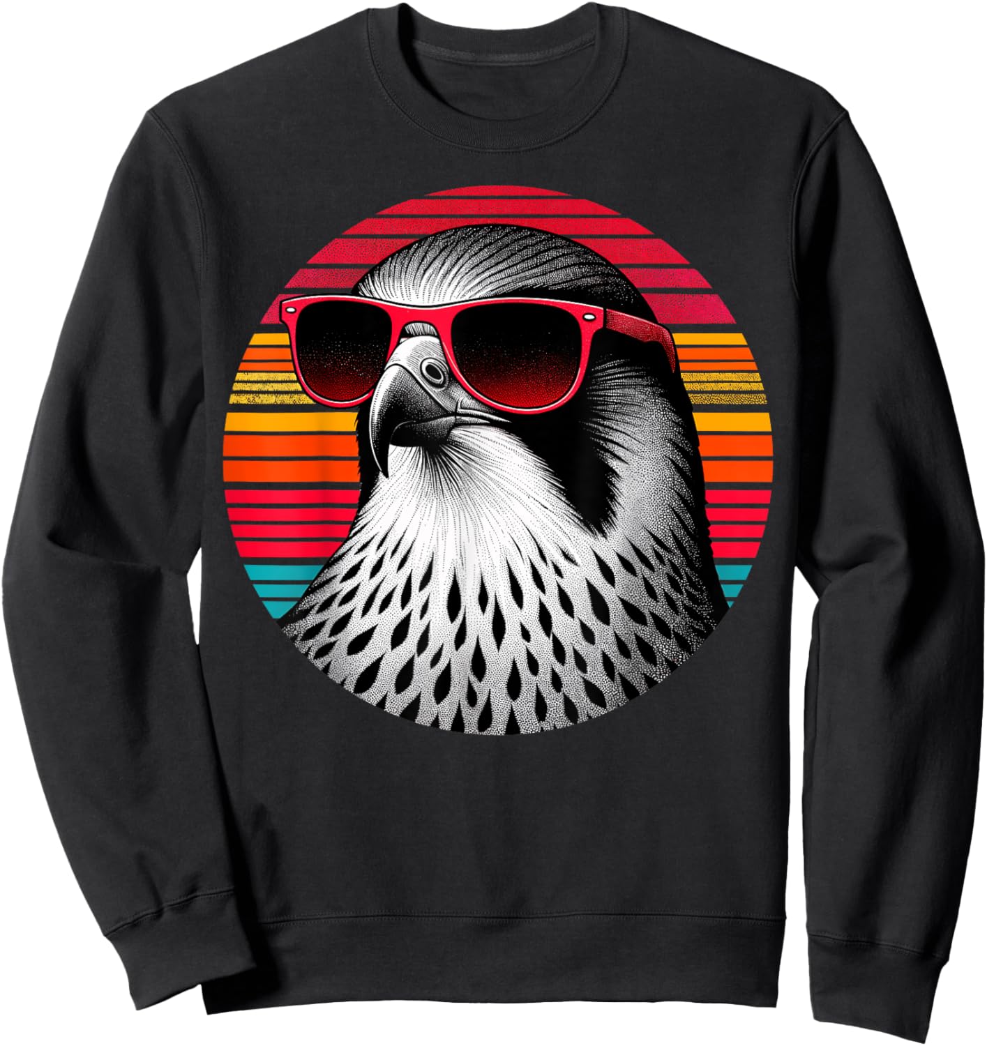 Falcon Bird Sunglasses Sunset Retro Style Vintage 70s Sweatshirt - Sweatshirt | Black